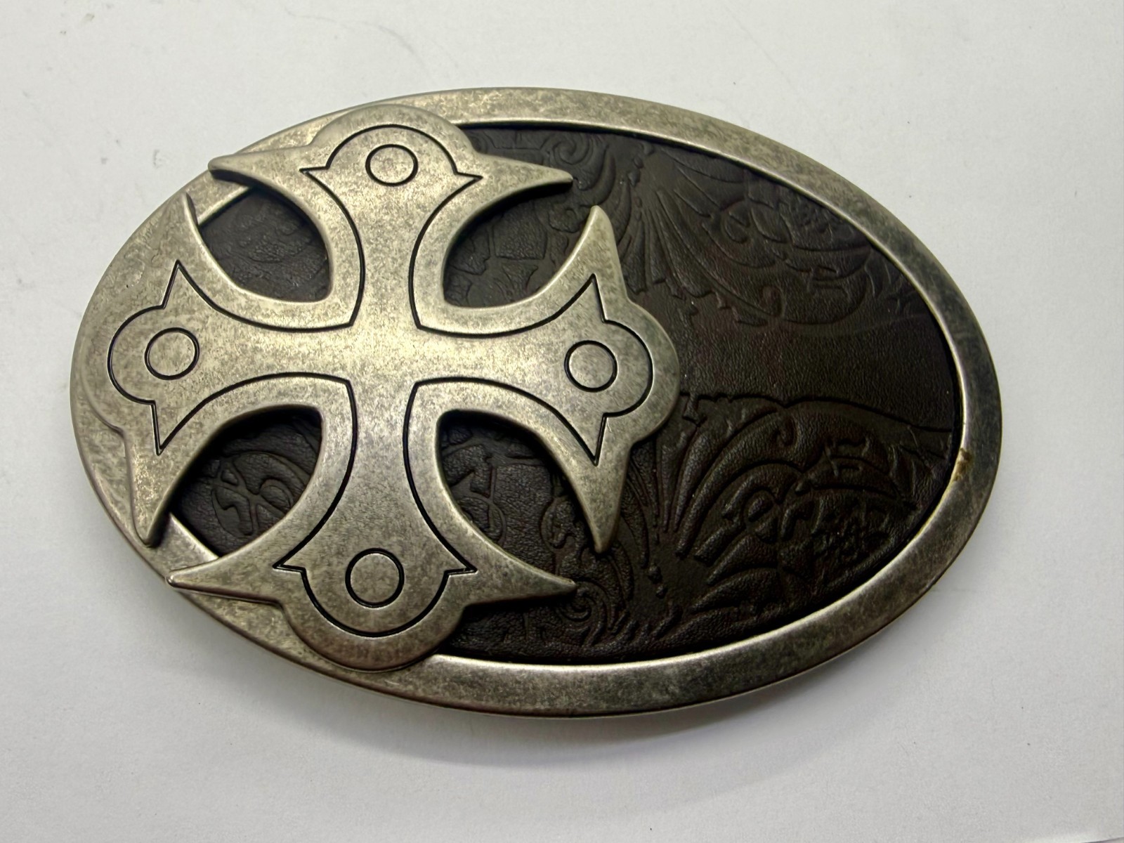 Maltese Celtic Iron Cross Gothic Punk Biker Black & Silver Color Belt Buckle