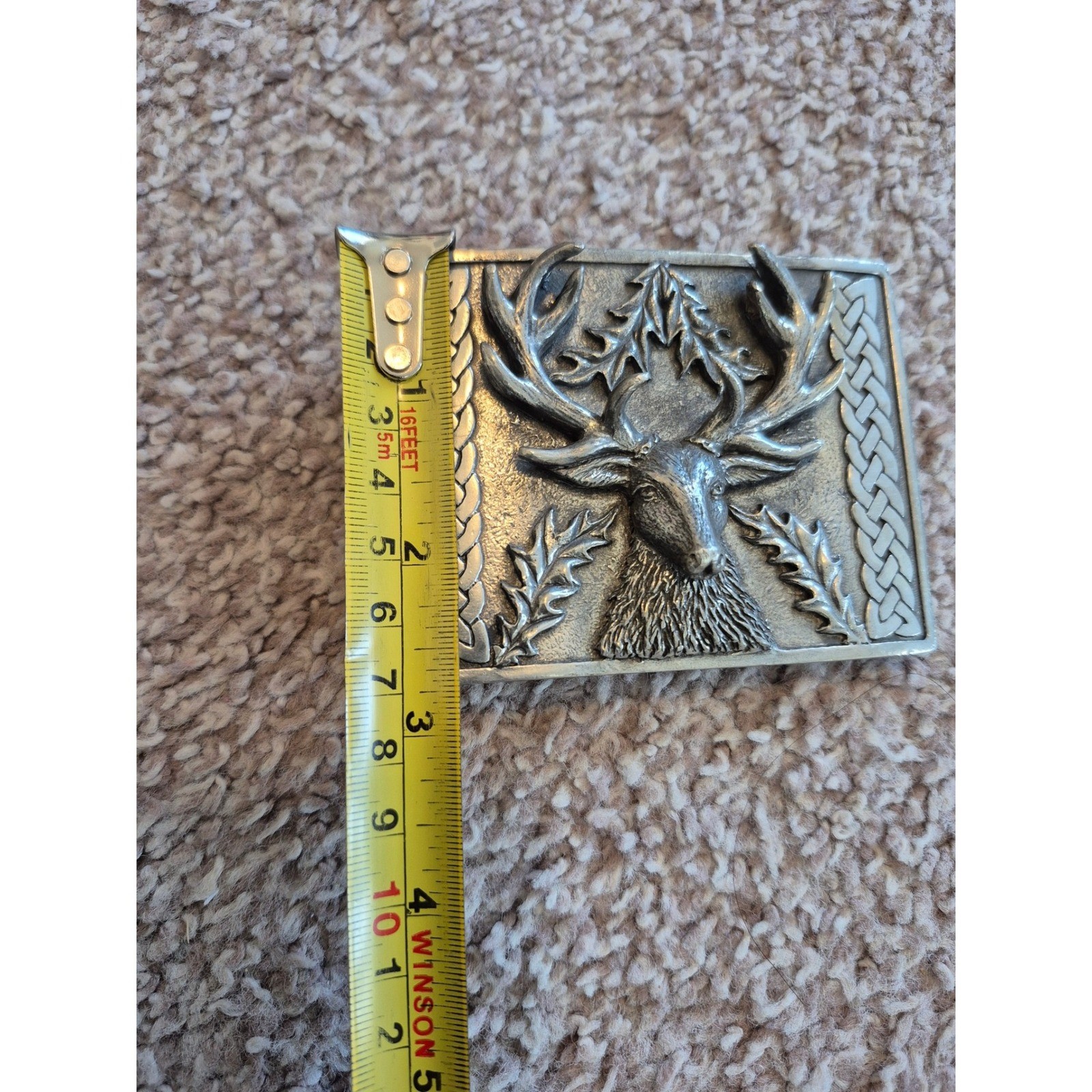 Dalman and Narborough 2009 Stag Head Belt Buckle Celtic Knot Pewter Tone Men&rsquo;s