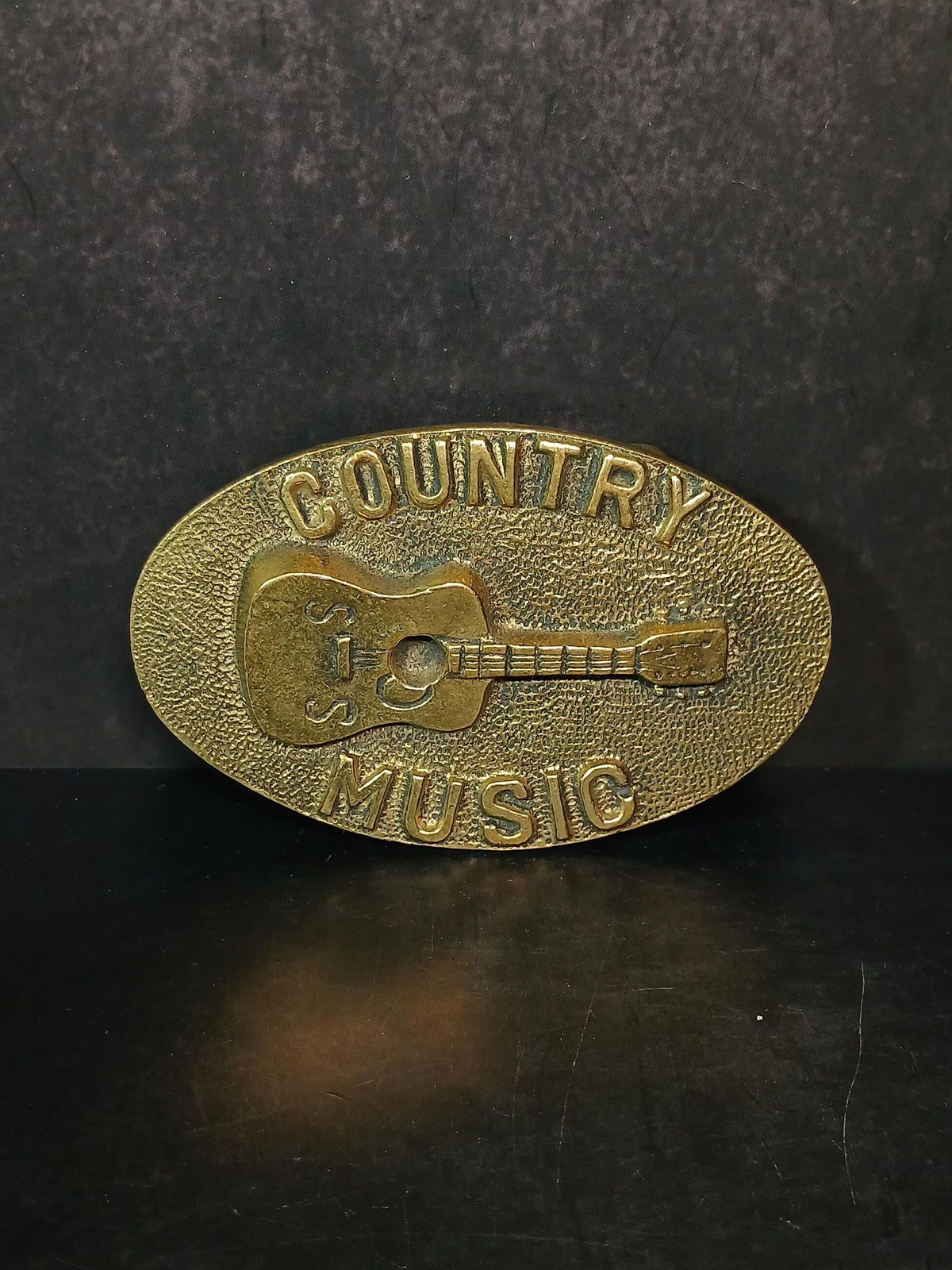 Solid Brass Country Music Guitar Belt Buckle