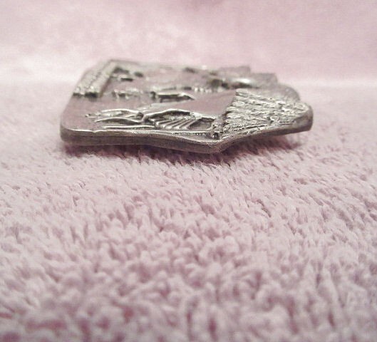 Vintage 1977 Bergamot Pewter Belt Buckle Geese Ducks Towner N Dakota Made In USA