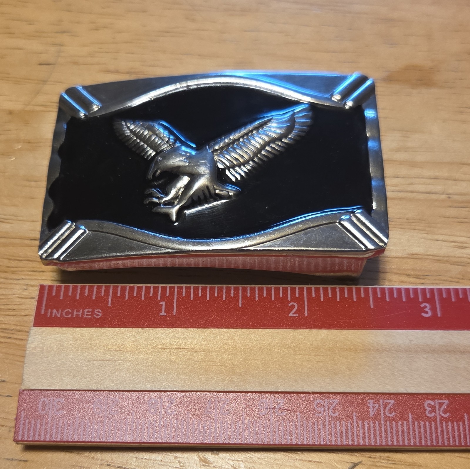 Silver & Black Eagle Western Metal Belt Buckle, Rectangular Fits 1.5 in Belt