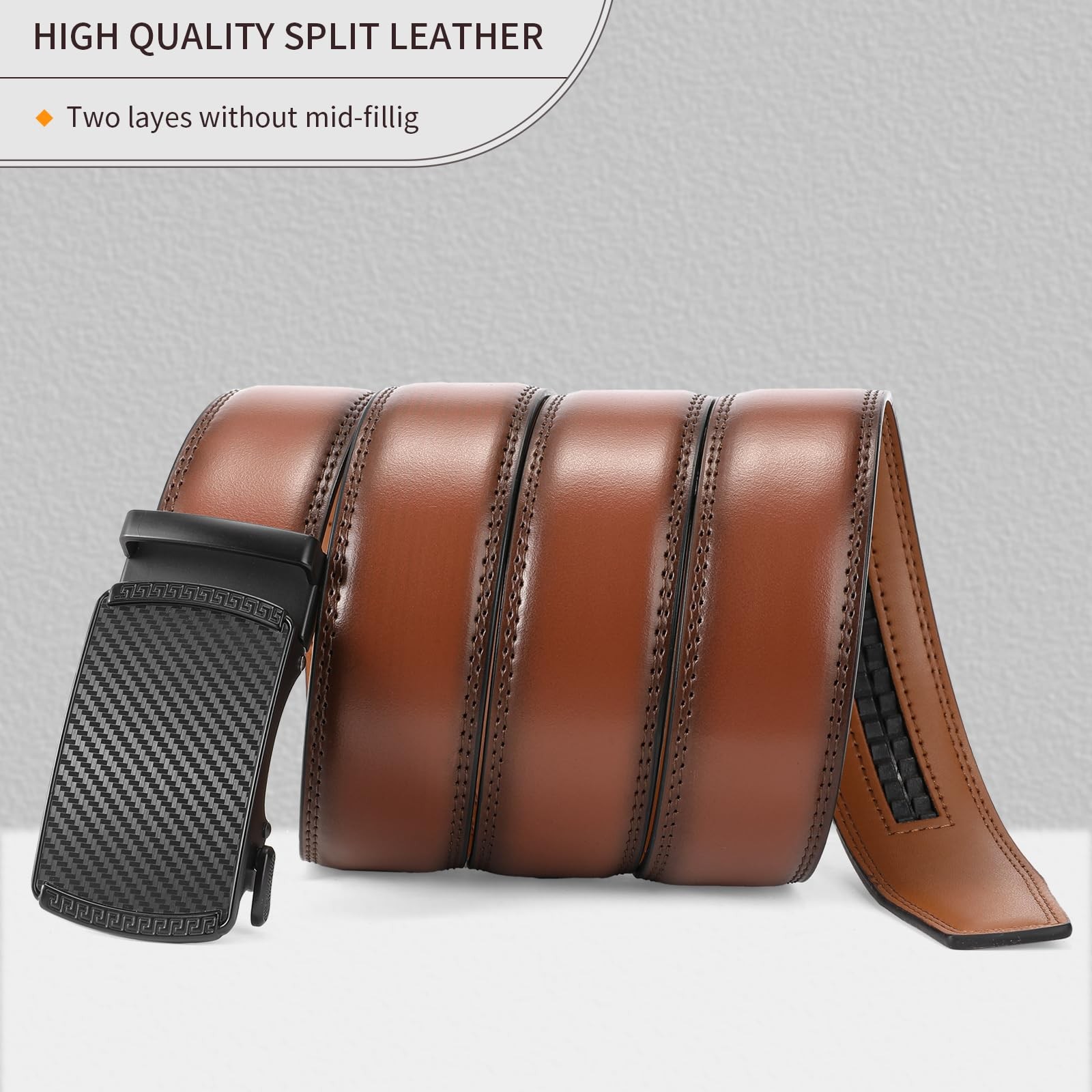 SENDEFN Men&rsquo;s Leather Belt Automatic 32&Prime; to 46&Prime; Waist Adjustable, Z-brown-20