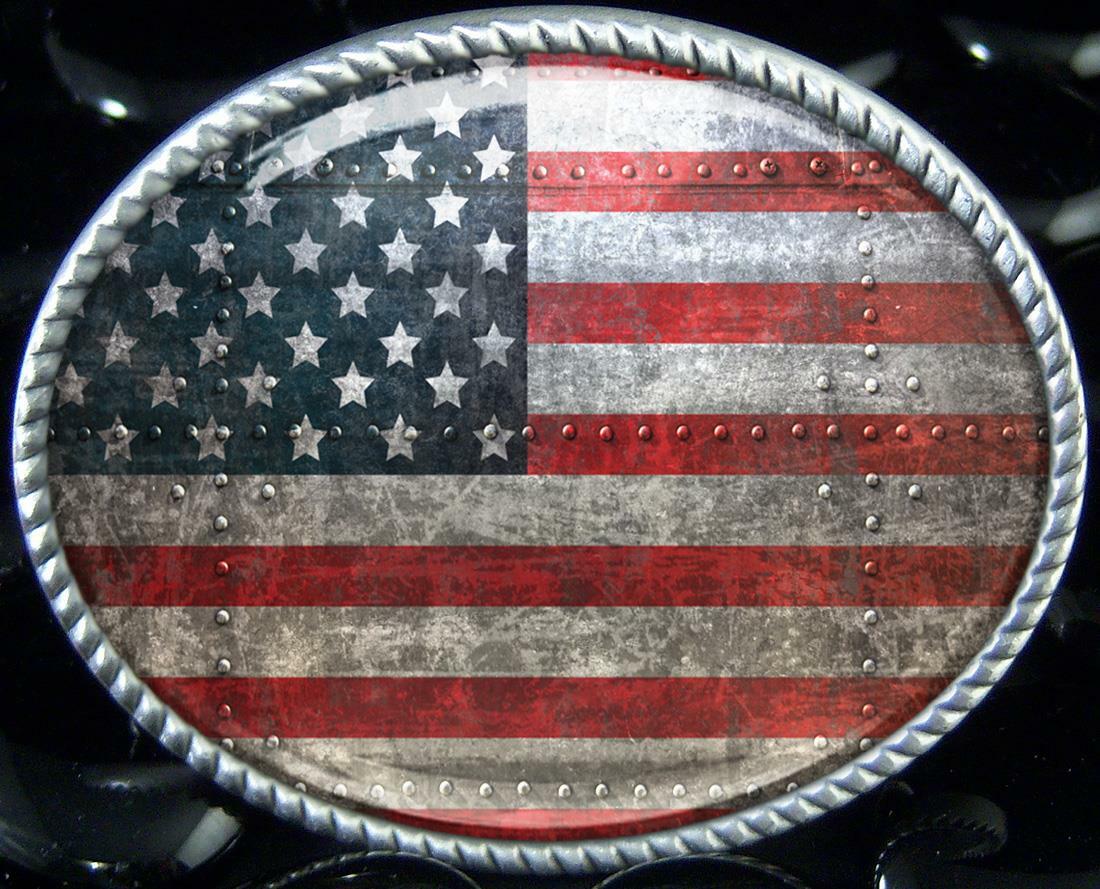 American Flag Metal Industrial USA Grunge Handmade Artisan Belt Buckle