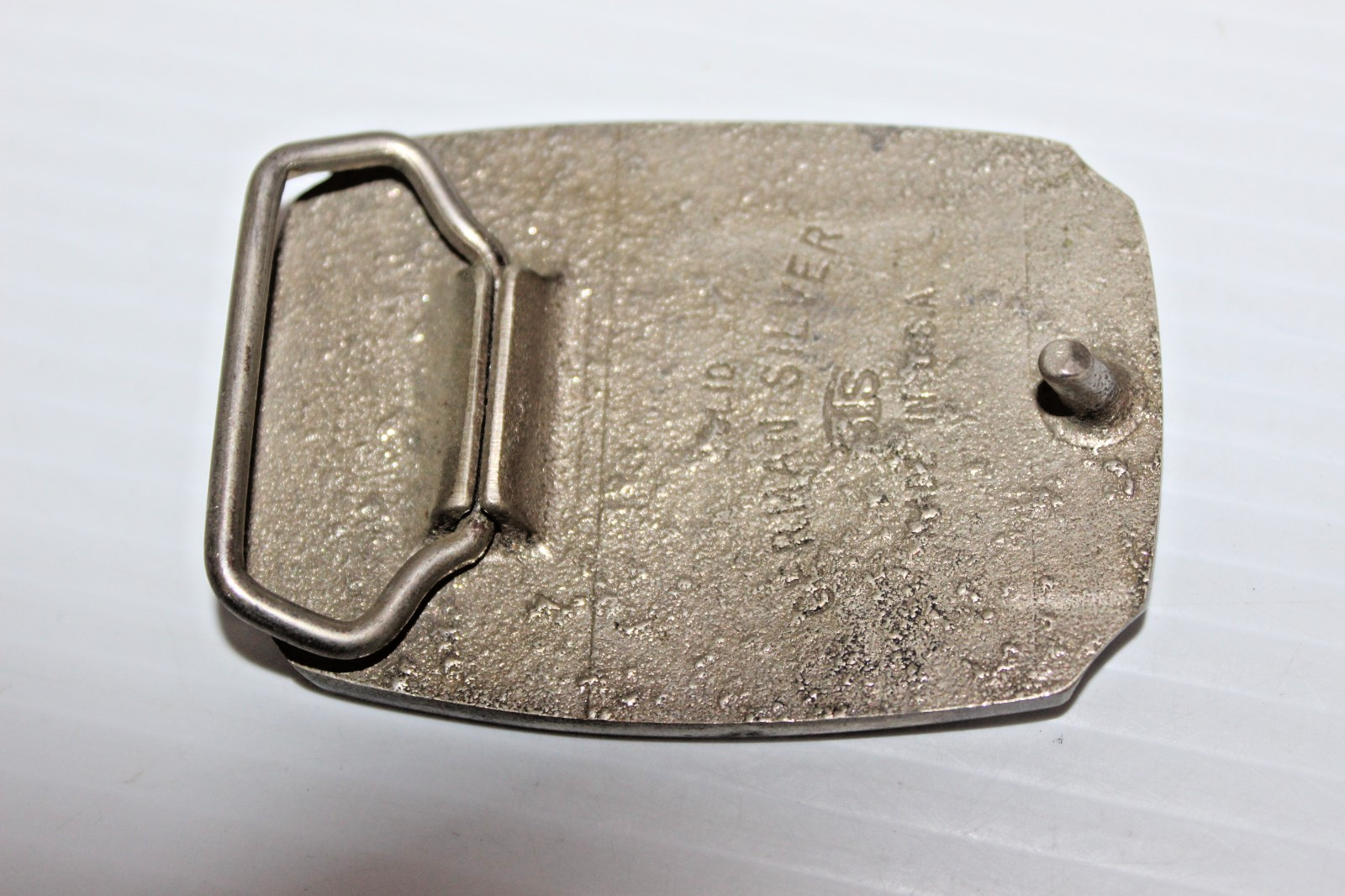 BTS German Silver Vintage Belt Buckle Horses Made in USA Silver Tone