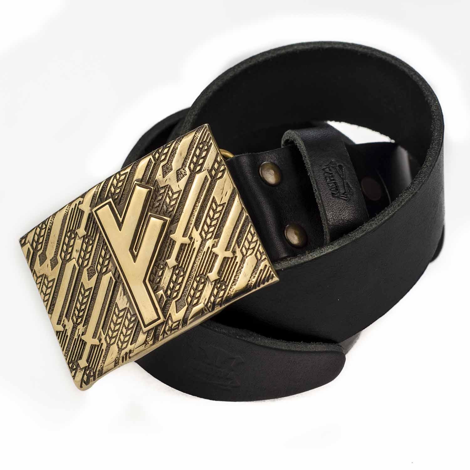 Fehu runic brass belt buckle, Feoh Wealth Rune Seltic Old Norse Scandinavian