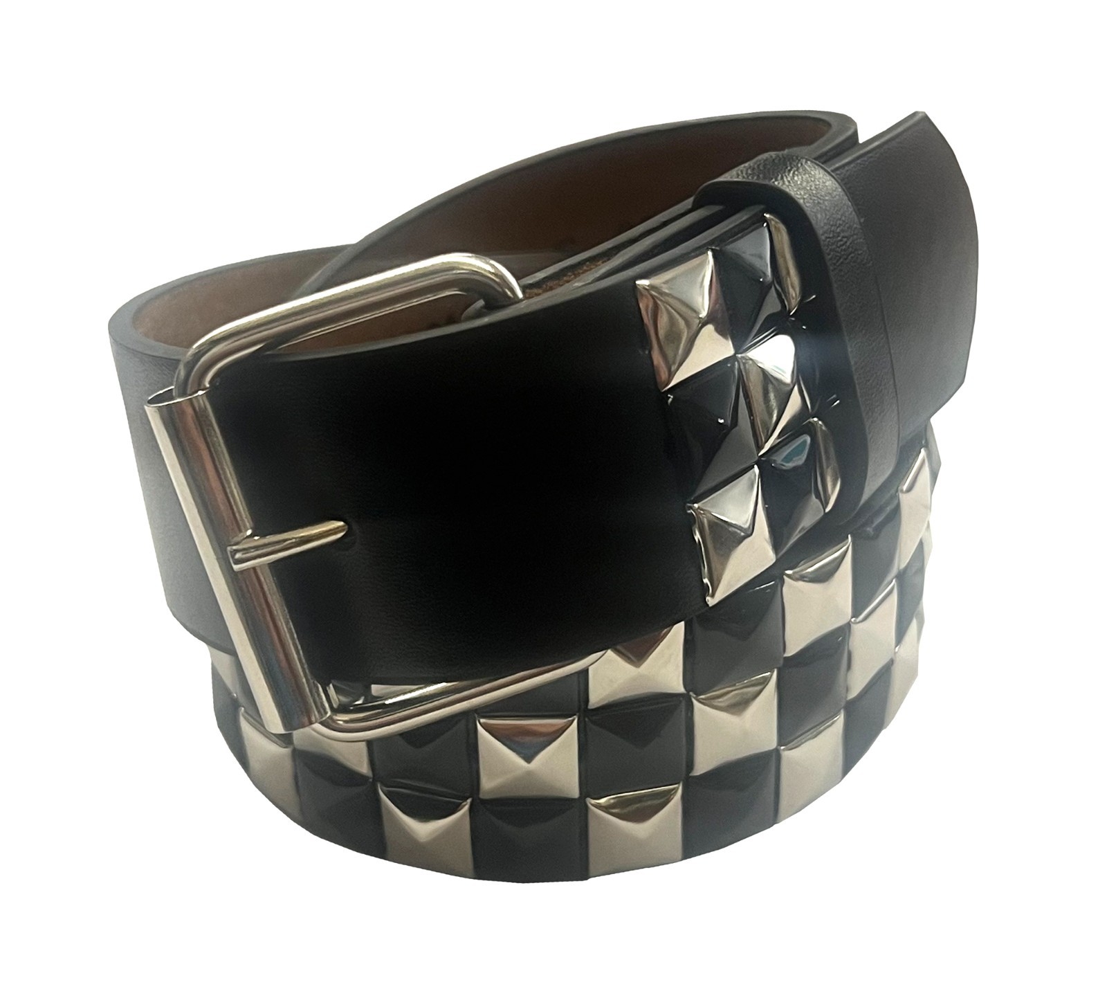 Punk Rock Rivet Metal Faux Leather Silver/Black Studded Belt