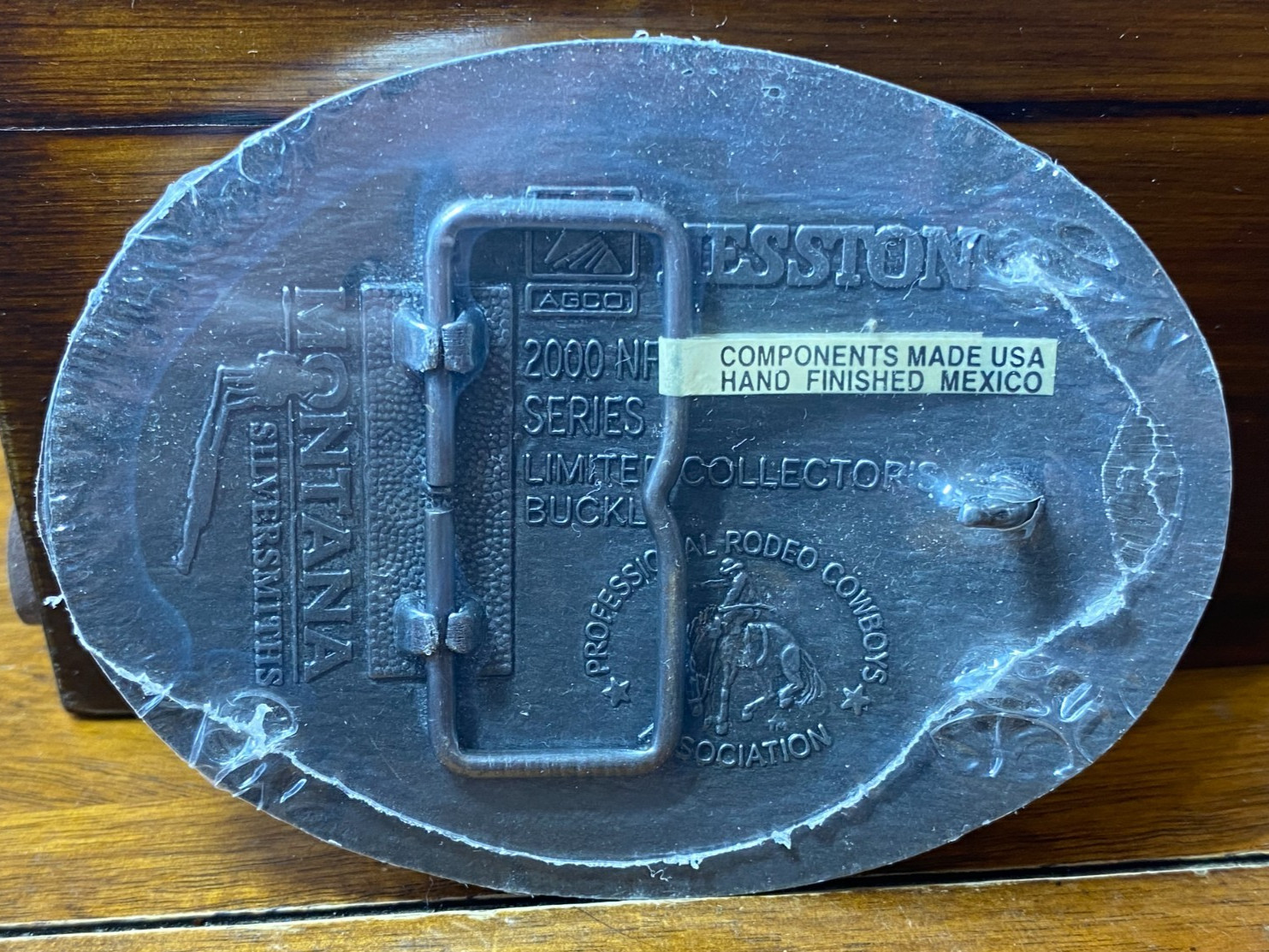 Hesston Wrangler 2000 Silver Tone NFR National Finals Rodeo Oval Belt Buckle VTG