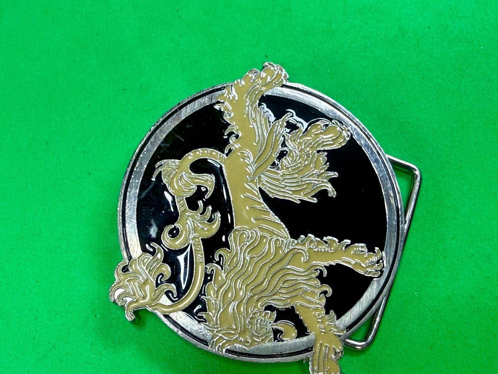 Game of Thrones Lannister House Roaring Lion Yellow Black Enameled Belt Buckle