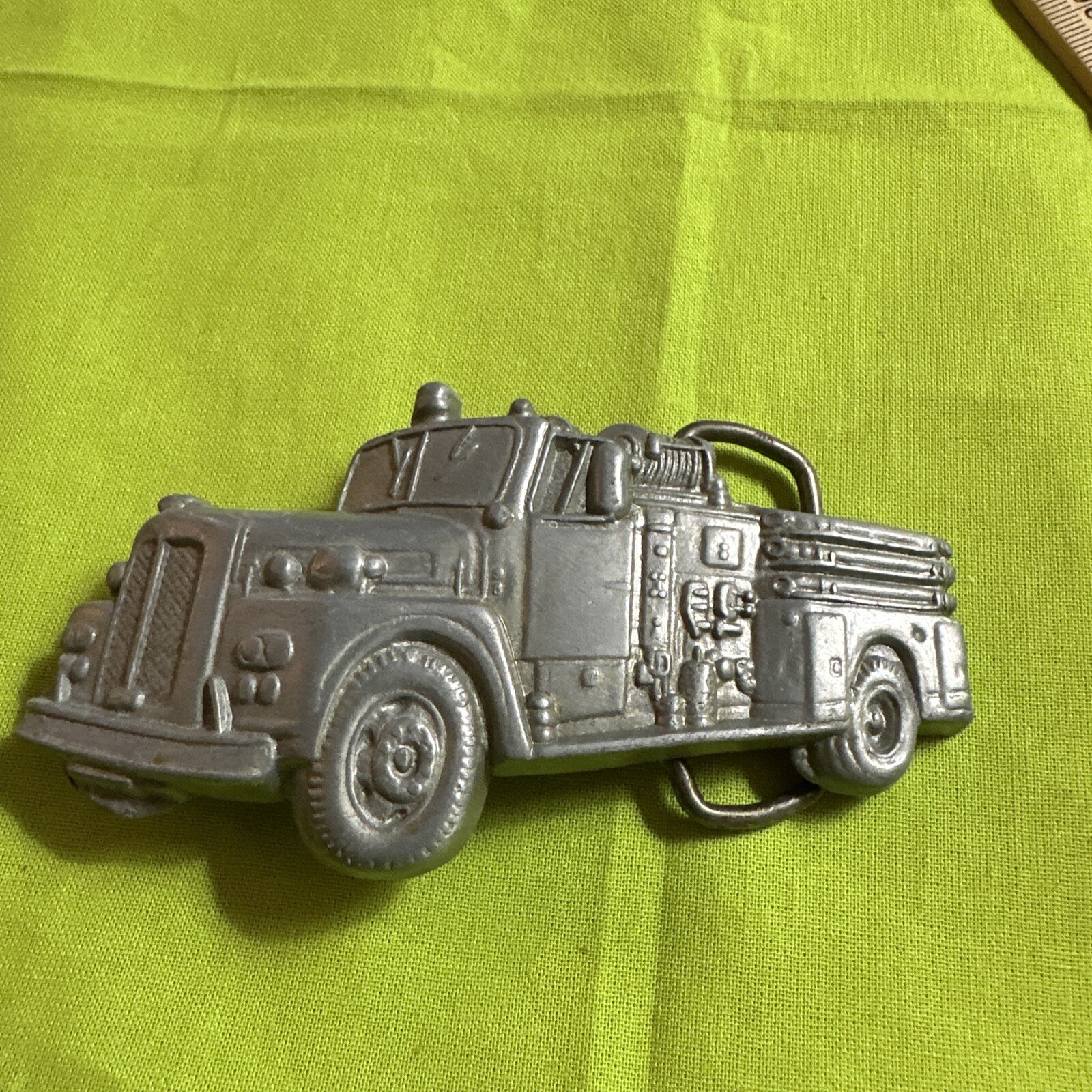 Vintage 1978 Baron Buckle Original Fire Truck Belt Buckle 4085