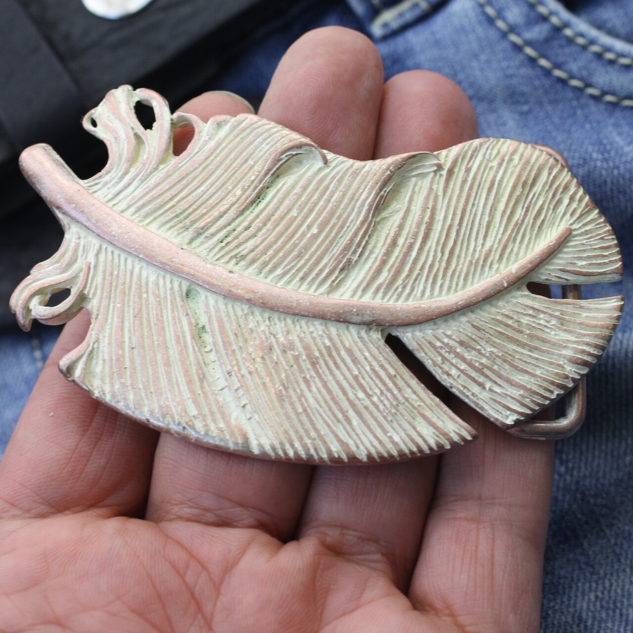 Belt buckle feather antique rose removable buckle buckle for 4 cm leather belt
