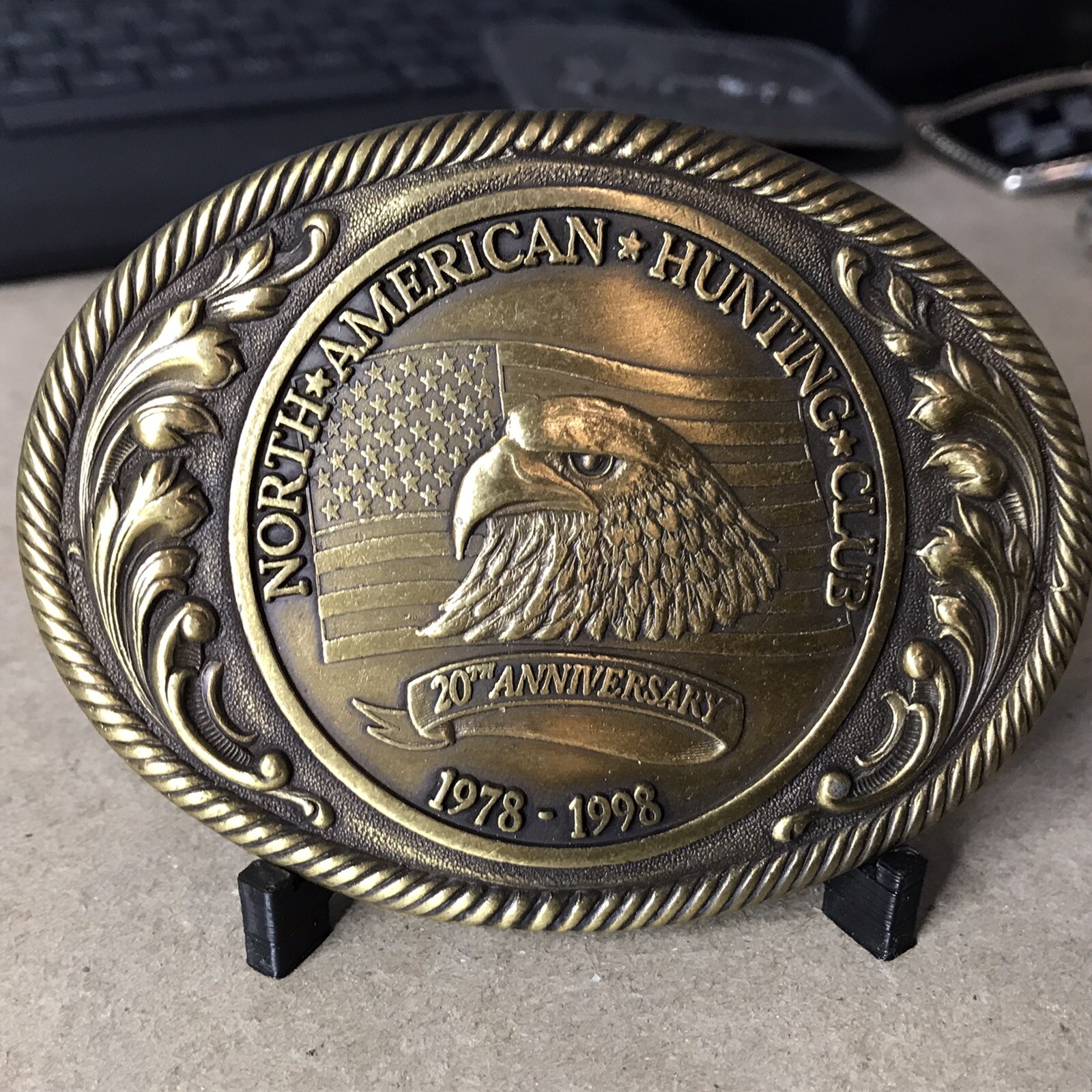 Brass North American Hunting Club 1978-1998 20th Anniversary Buckle
