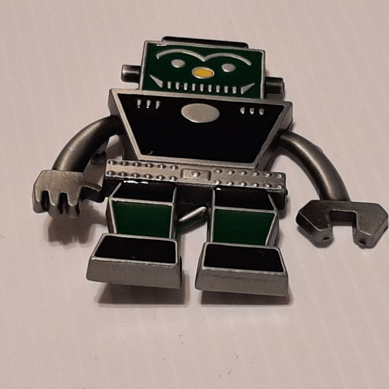 GREEN & SILVER ROBOT Metal Belt Buckle