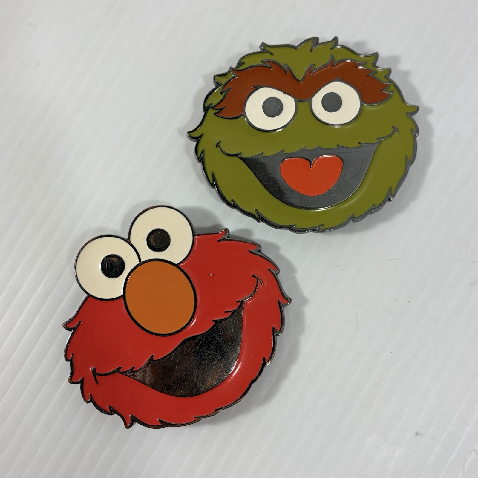2 Sesame Street Enamel Buckles Oscar the Grouch & Elmo Belt Buckle Metal