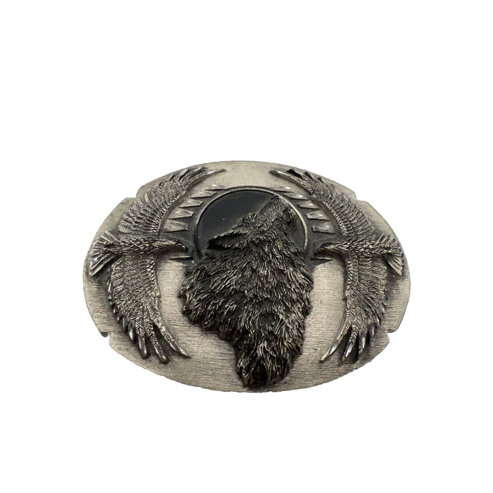 Siskiyou Buckle Co. Pewter Belt Buckle 1995 Wolf Eagle Native