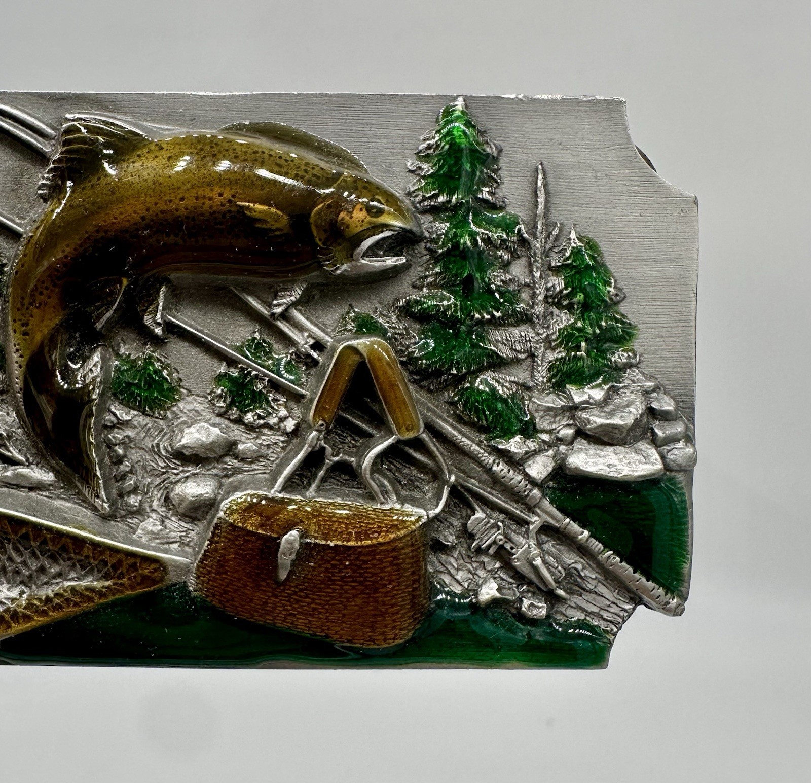 Vintage Siskiyou Belt Co Belt Buckle : Fly Fishing Outdoors Brown Trout Made USA