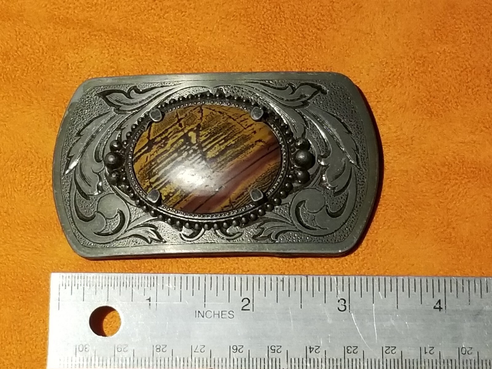 Metal Belt Buckle , Polished Stone