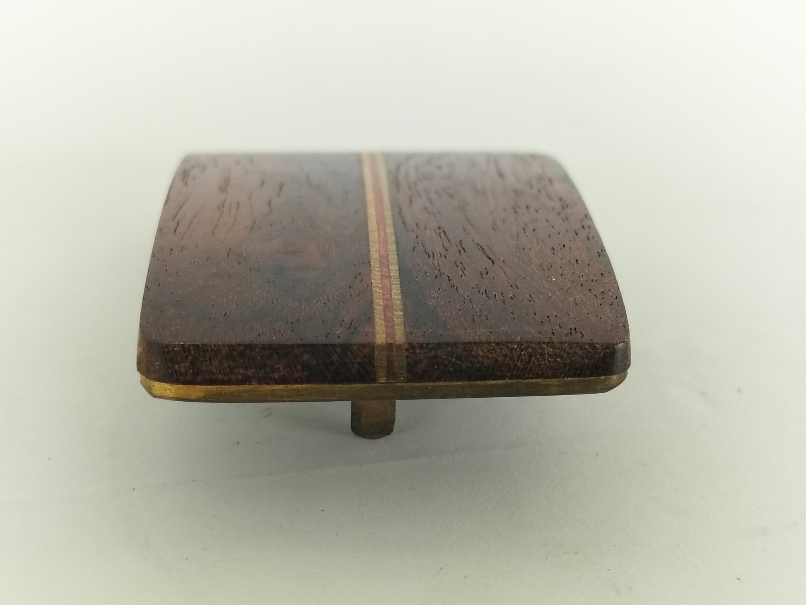 Vintage Ampersand Brass Mixed Woods Belt Buckle Kalamazoo Michigan 2.5&Prime;