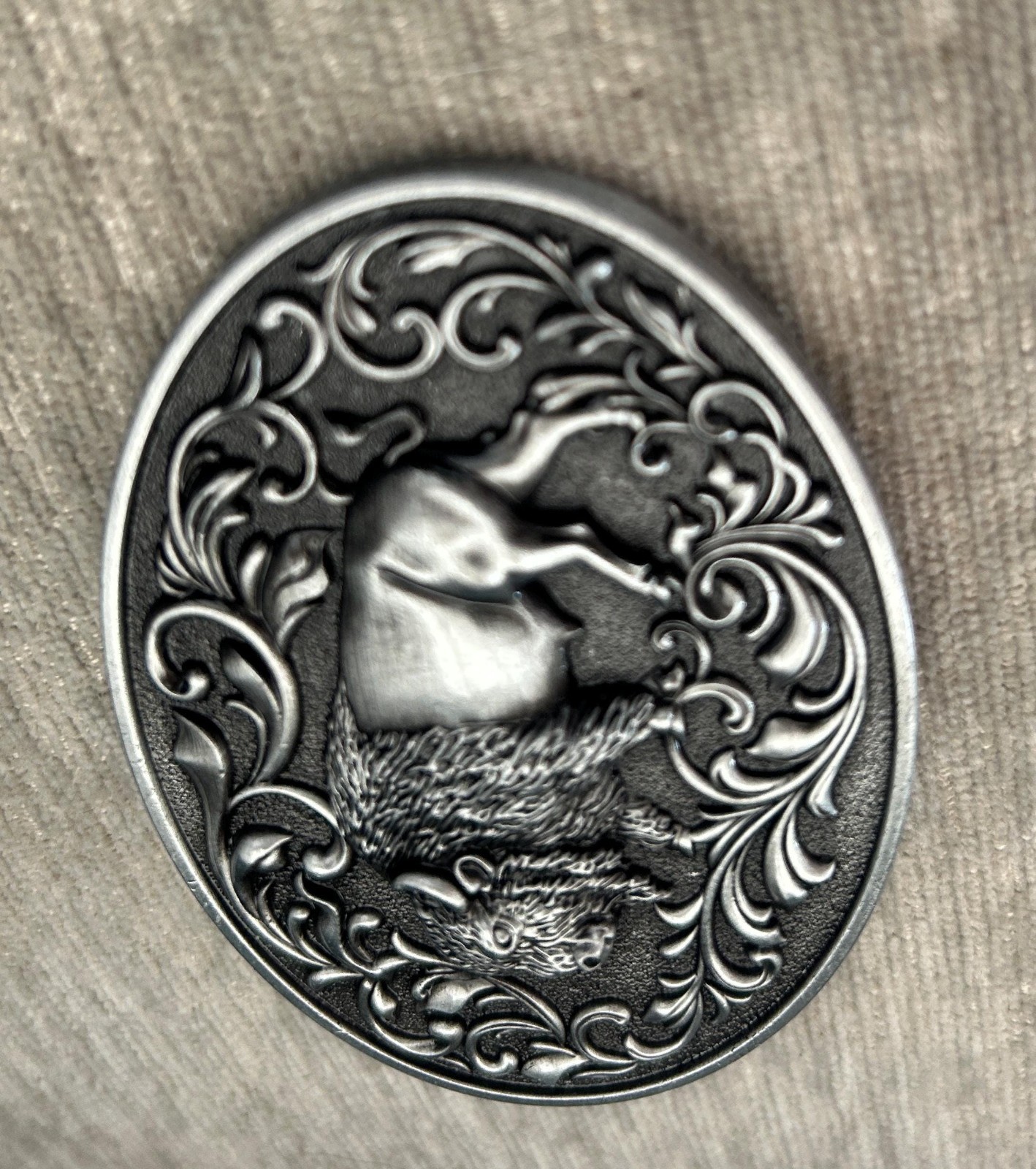 Silver Buffalo Belt Buckle Southwestern Cowboy Style Fits 1.5 Inch Belt