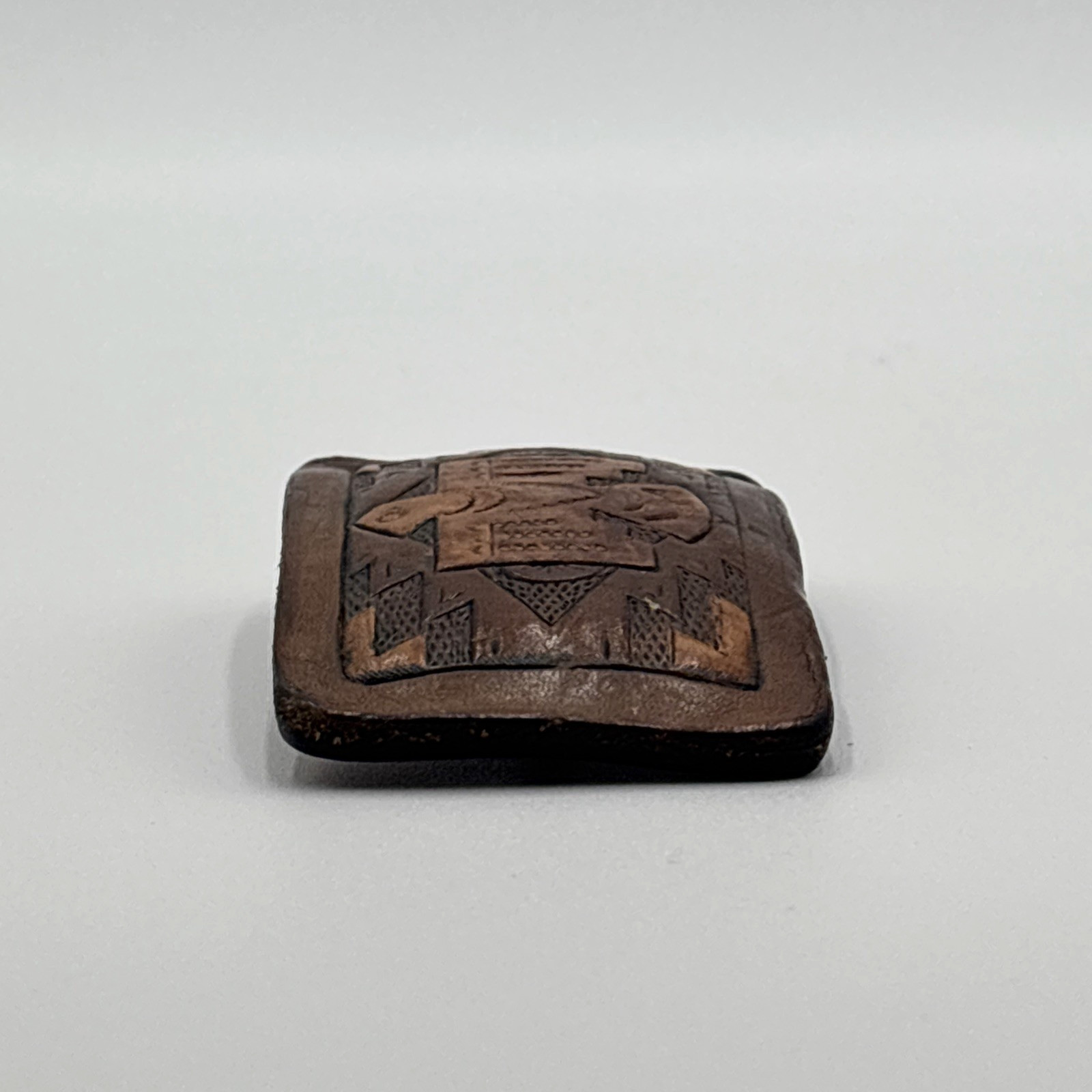 Vintage Leather Hand Tooled Belt Buckle Thunderbird
