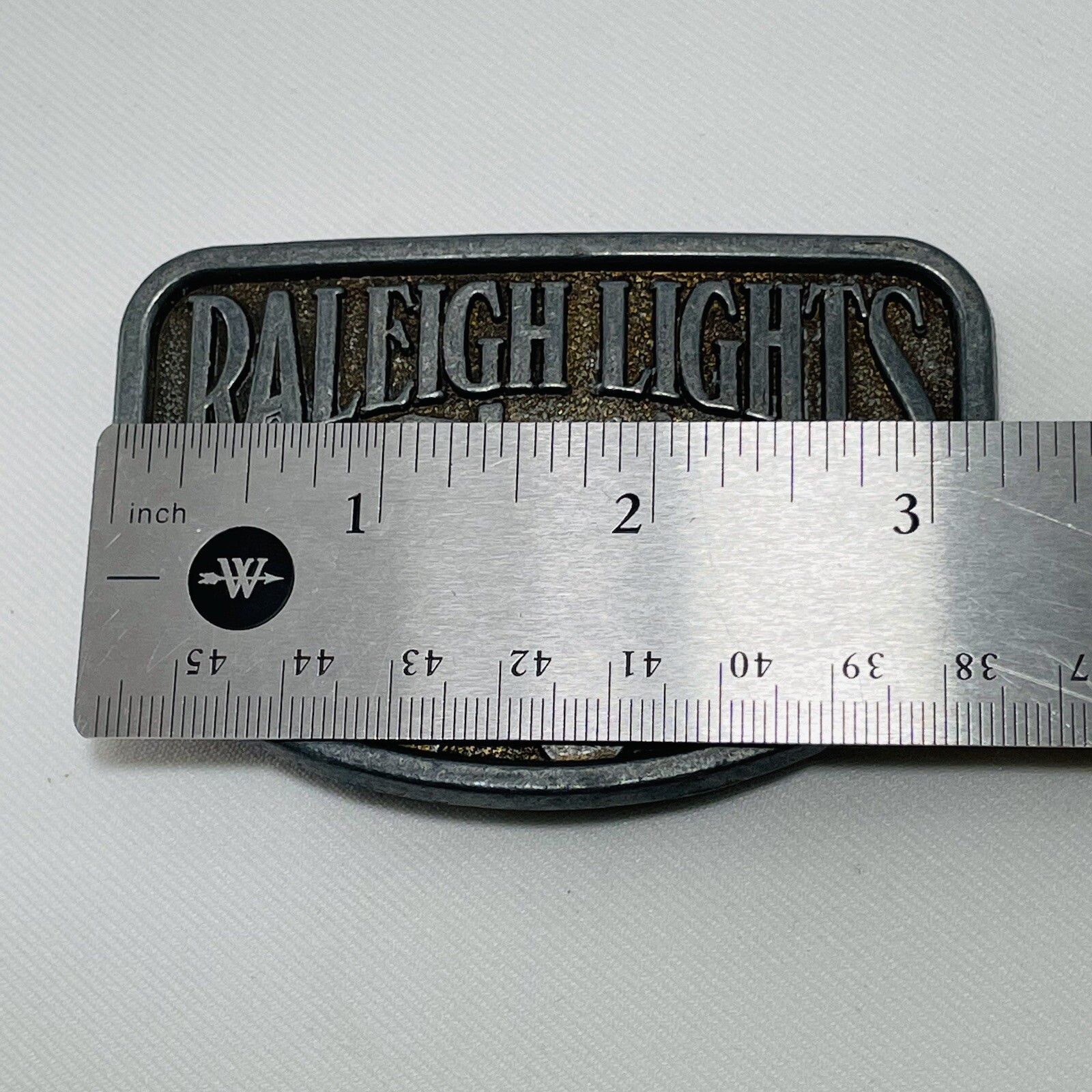 Vintage Raleigh Lights Belt Buckle Men Truck Semi Vehicle Transportation Silver