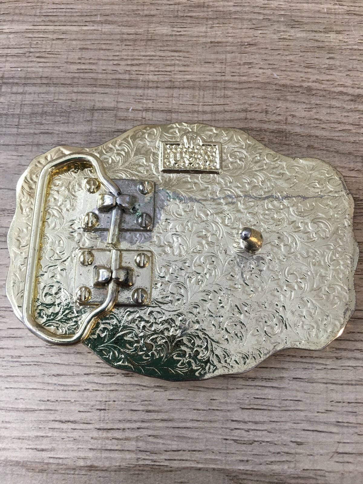 « W » Made in the USA Eagle Gold Silver Copper Tone Belt Buckle 3.5 x 2.75