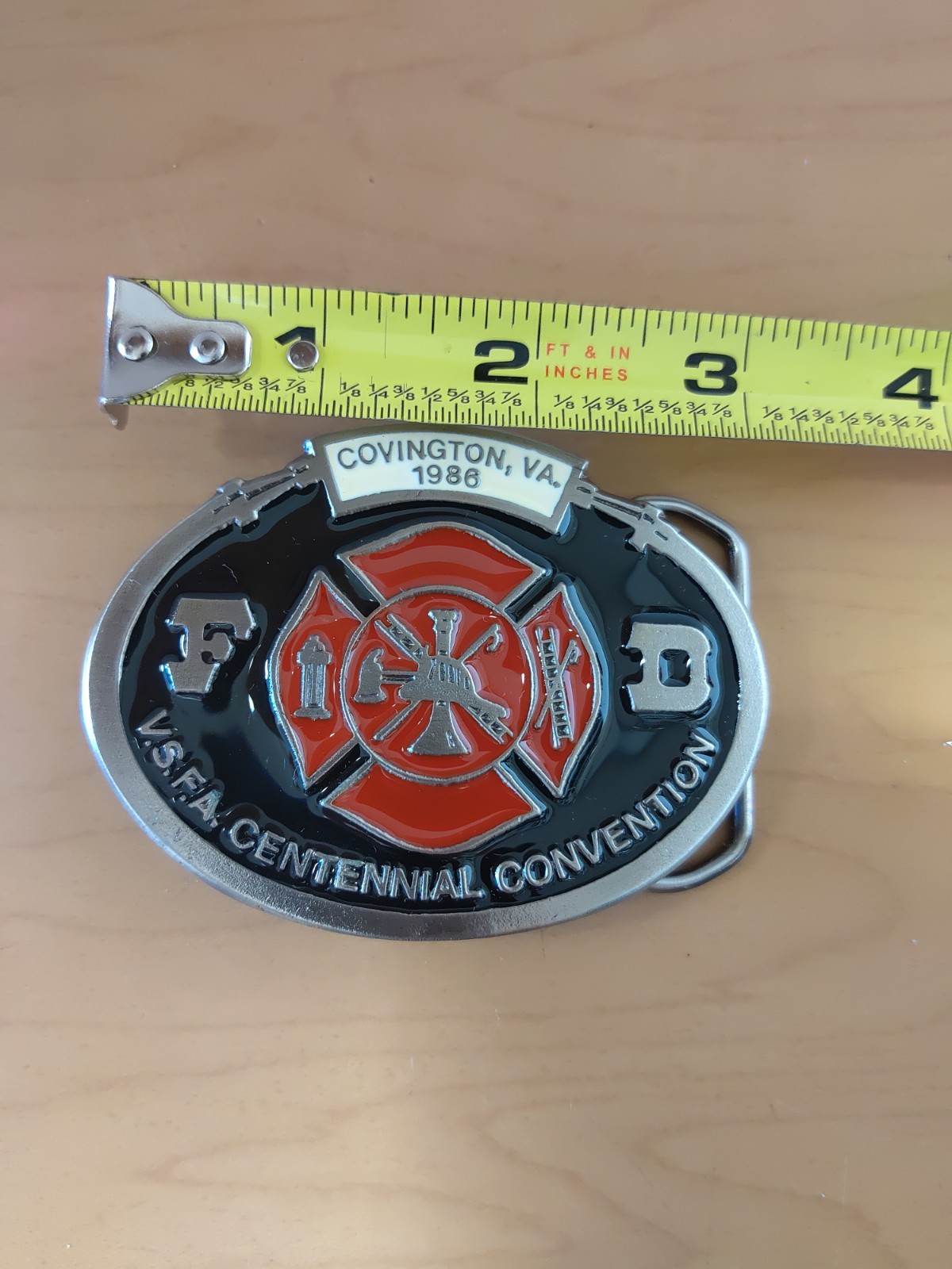 VSFA FIREFIGHTERS ASSOCIATION 1986 CENTENNIAL BUCKLE COVINGTON VA