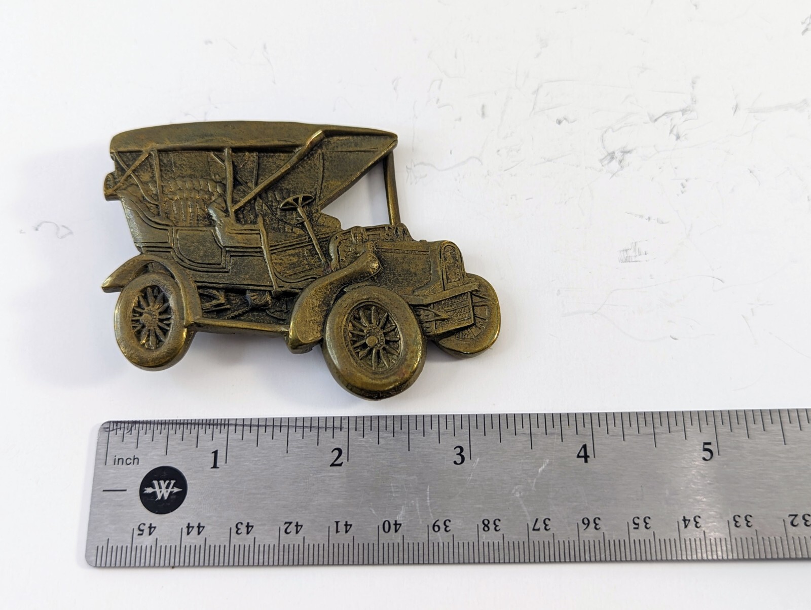 Vintage Automobile Antique Car Shaped Model A Solid Brass Belt Buckle