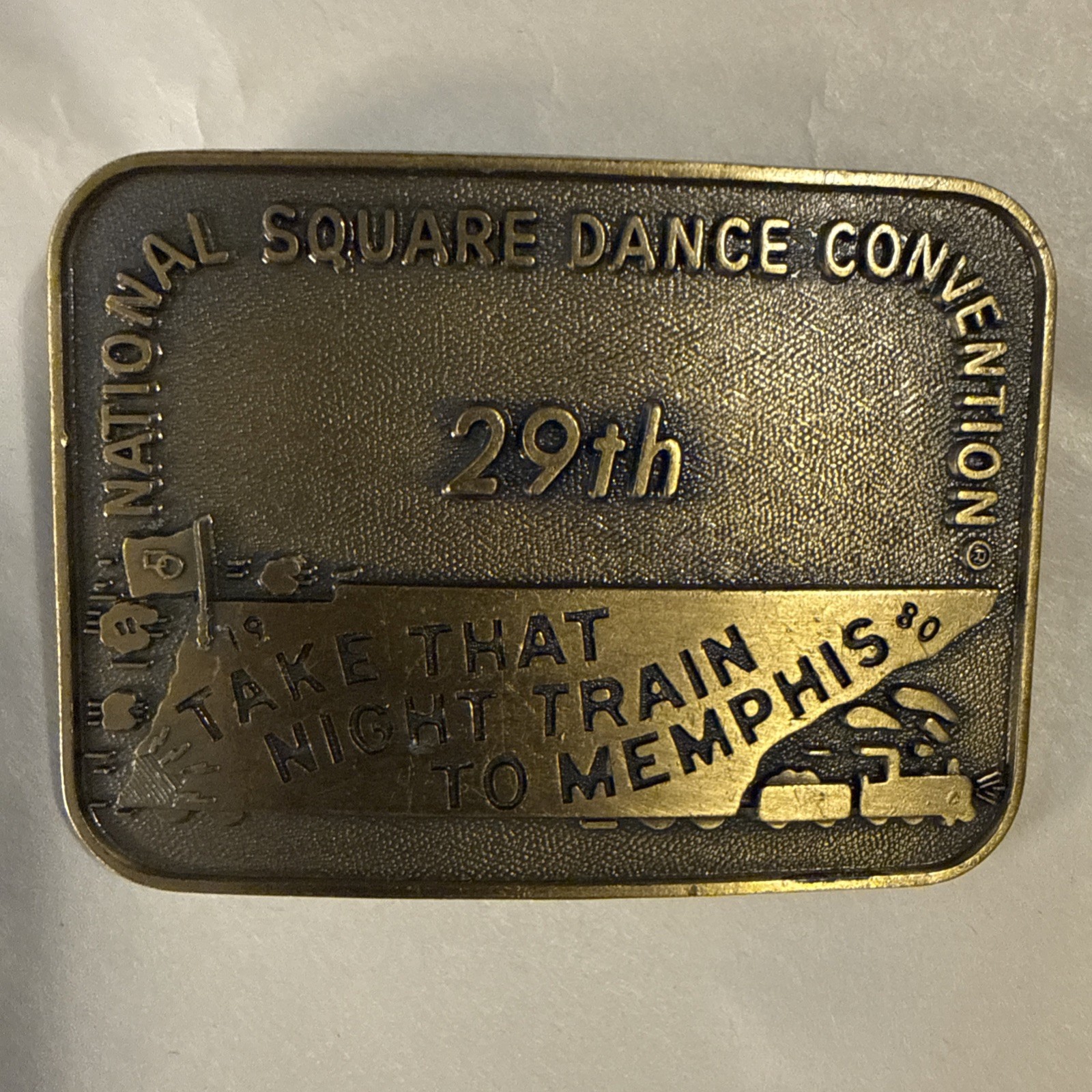 Vintage 1980 National Square Dance Convention 29th Memphis Belt Buckle