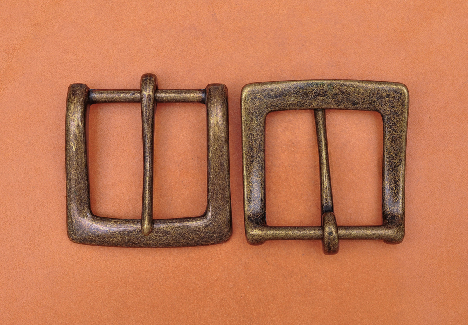40mm Retro Brass Two-tone Heavy Square Single Metal Prong Pin Clips Belt Buckle