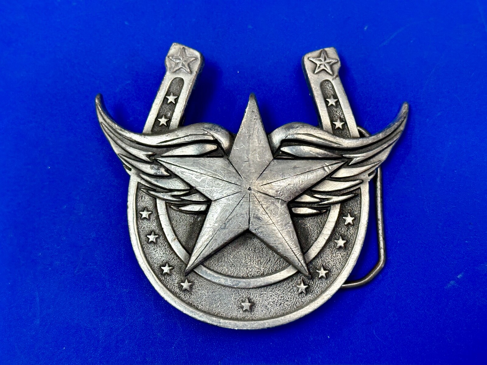 Lucky Star In Horseshoe Vintage 2004 Cutout Great American Products Belt Buckle