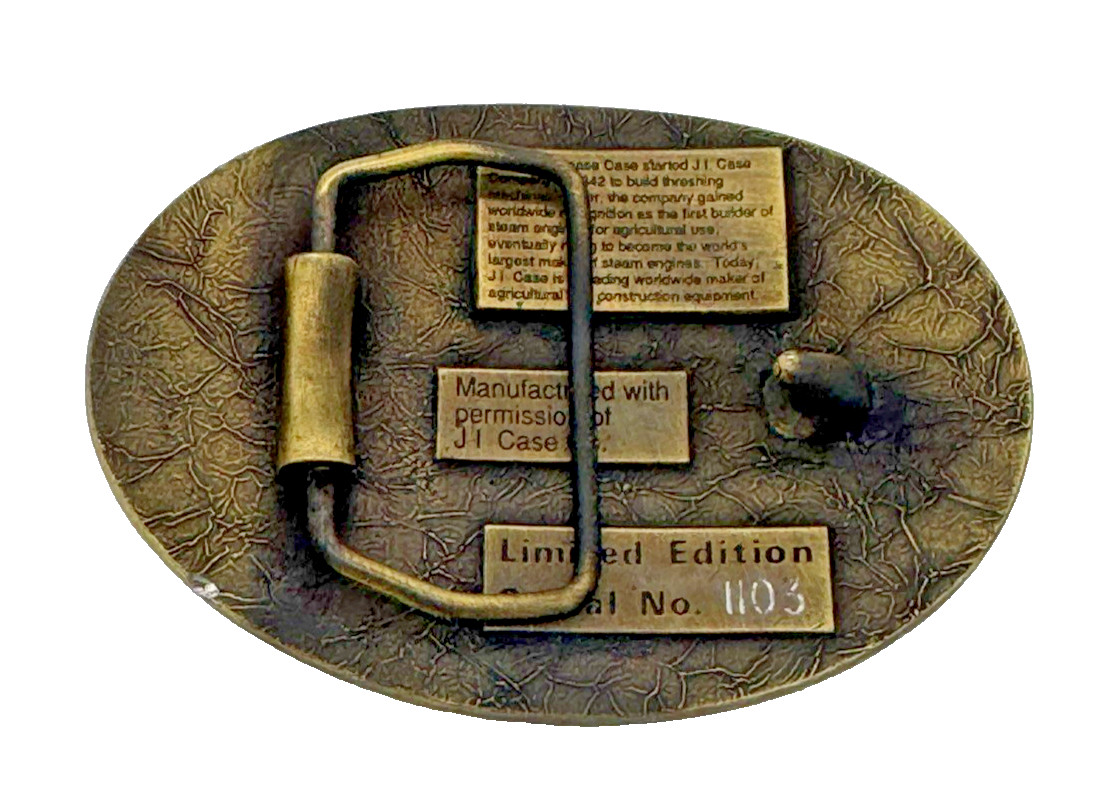 JI Case Threshing Machine Co Pewter Belt Buckle Racine WI Ltd Edition Vintage
