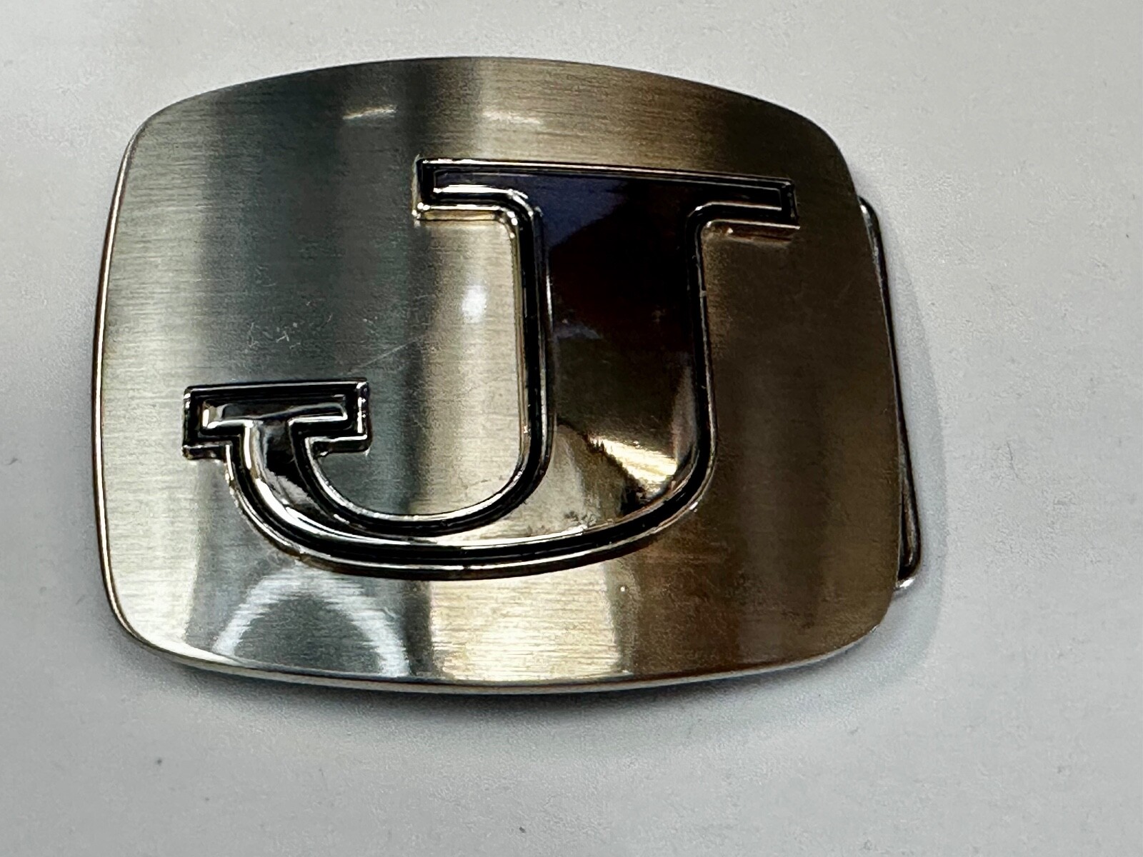 Custom Initial Letter J Silver Tone Outlined Reflective Men Women Belt Buckle