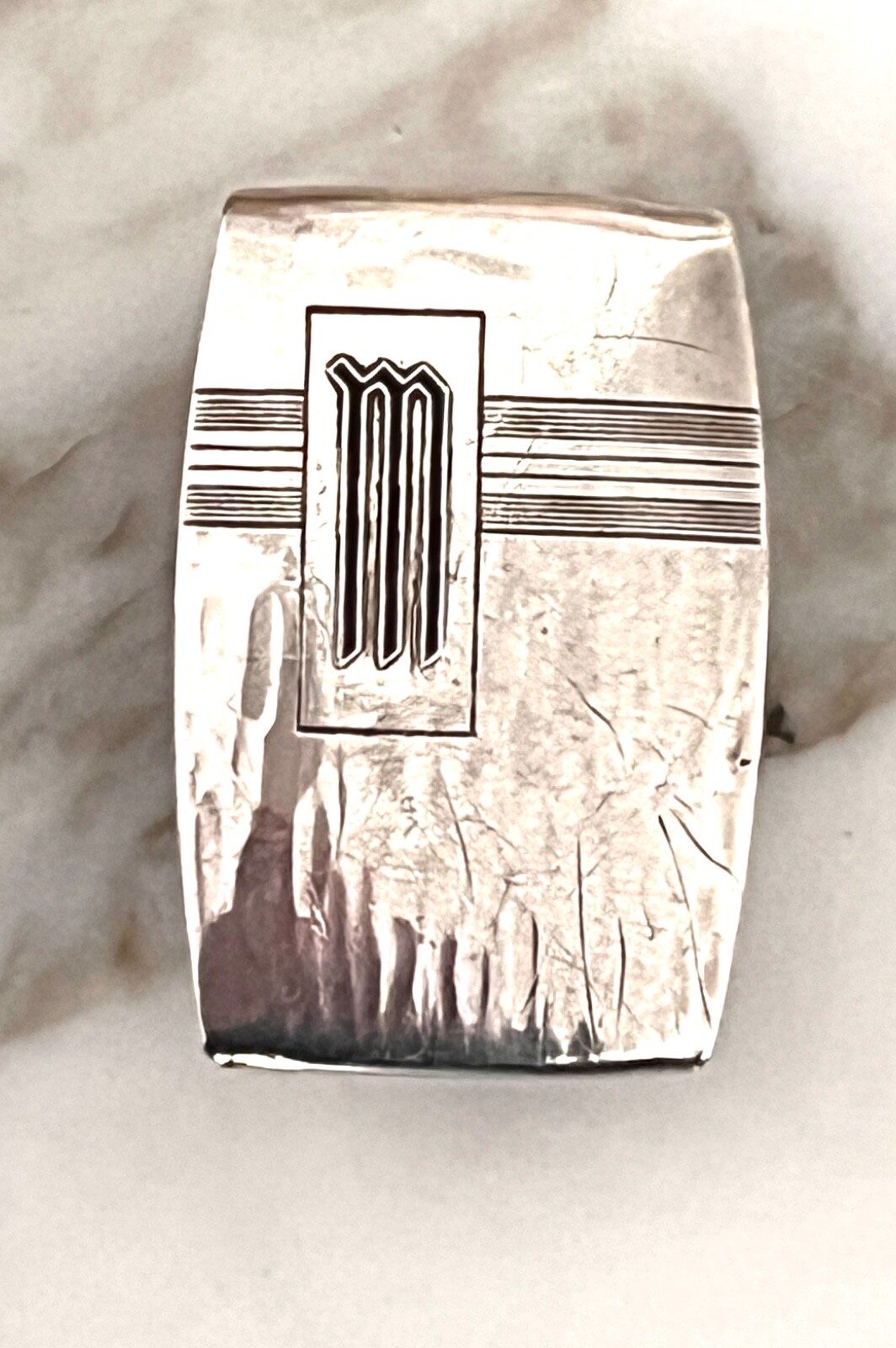 HICKOK 925 Sterling Silver Antique Art Deco « M » Initial Belt Buckle USA in Box