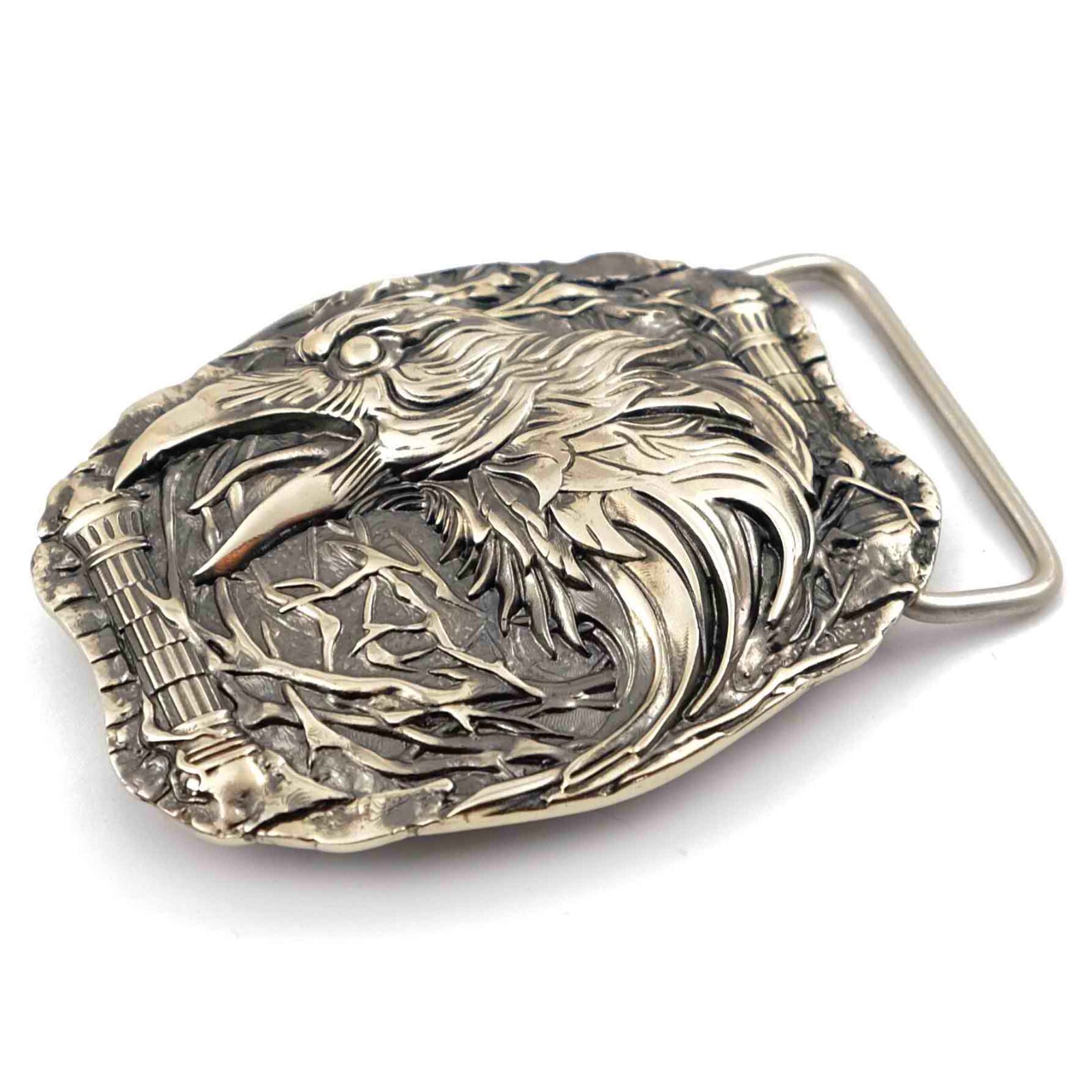 German silver belt buckle Raven, Crow belt buckle, Blackbird buckle