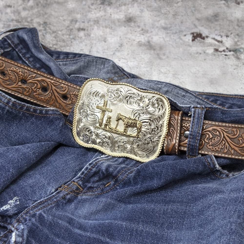 Montana Silversmiths Men&rsquo;s Cowboy And Crosses Buckle