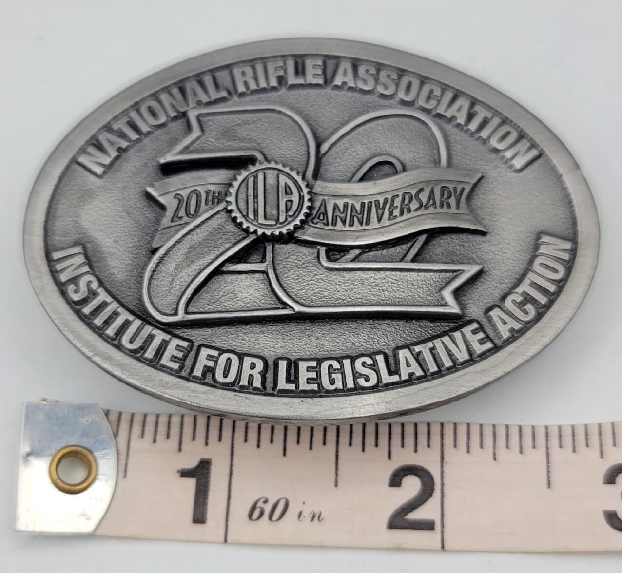 Vtg Belt Buckle Gun NRA ILA 20th Anniversary 3d Lion Shape Chape & Prong NEW