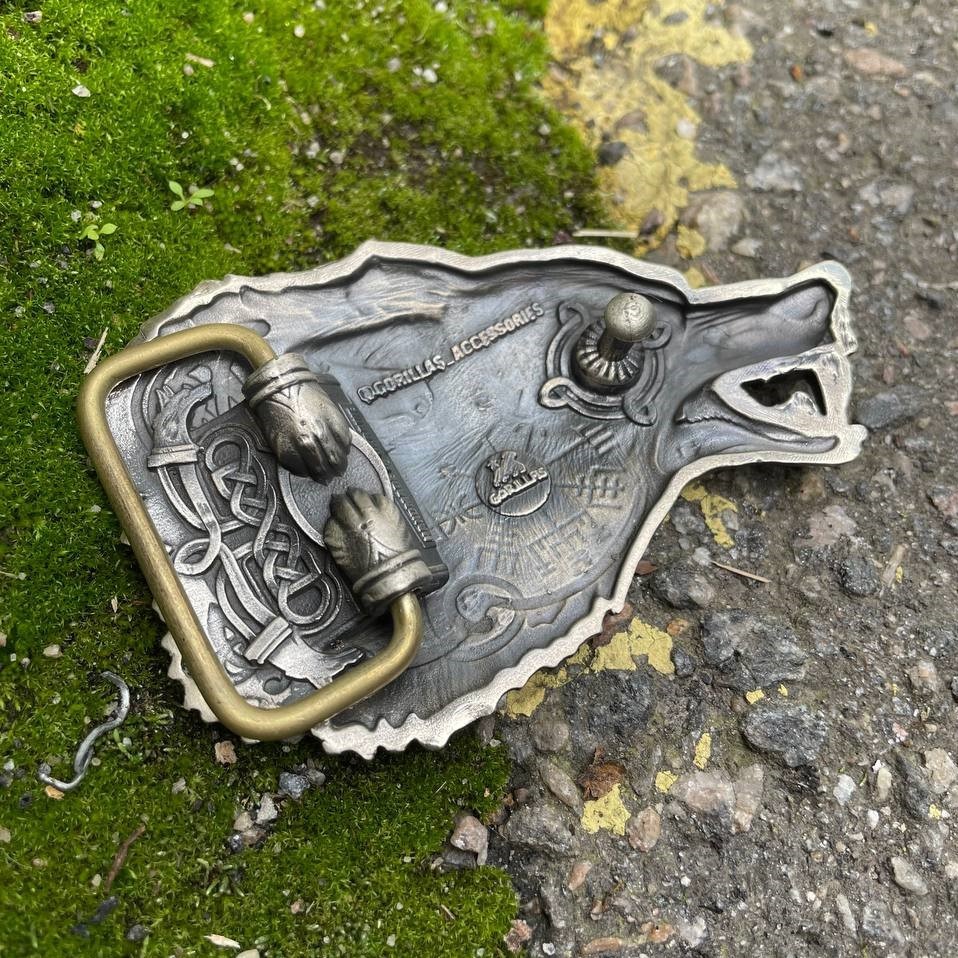 Mens Belt Buckle « FENRIR » Solid Handmade Brass Buckle Vintage Viking Brass Bucki