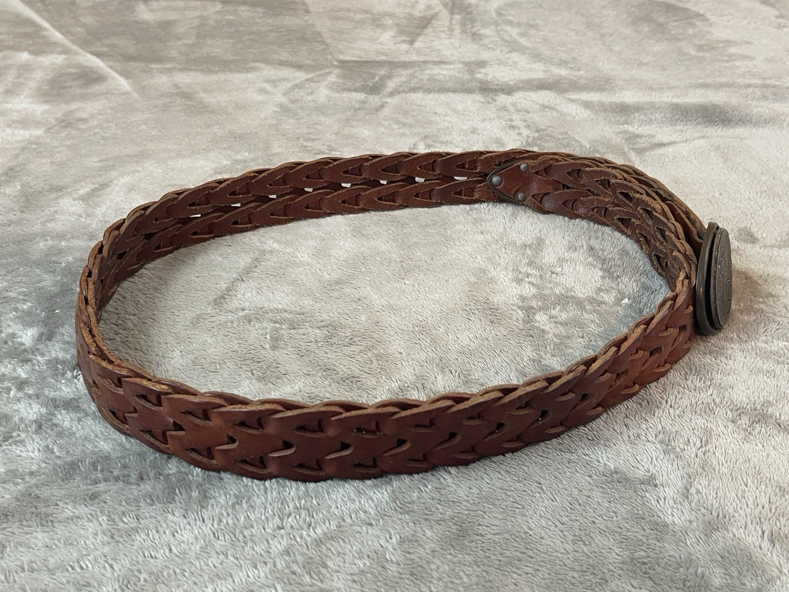 Mens Oden floral Leather Tooled Belt Buckle W/ Brown Leather Braided Belt