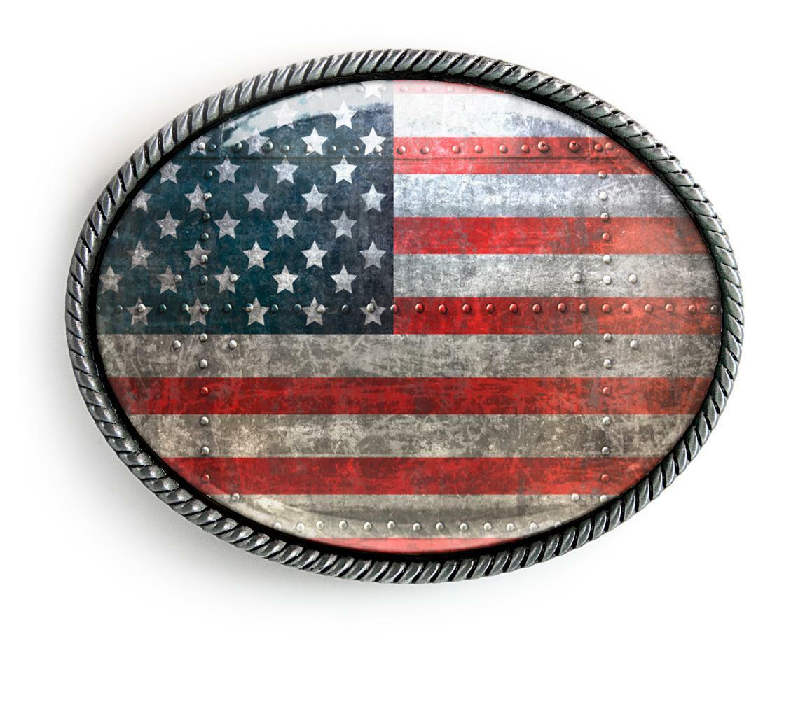 American Flag Metal Industrial USA Grunge Handmade Artisan Belt Buckle