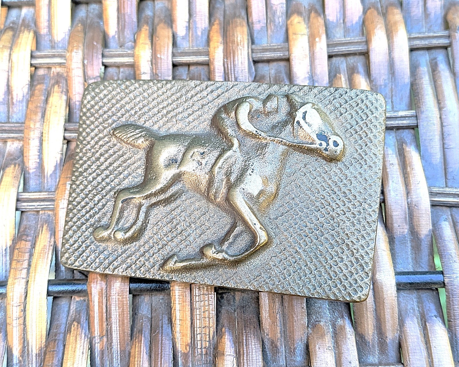 Vintage Belt Buckle Bronze Galloping Race Horse – 1960s