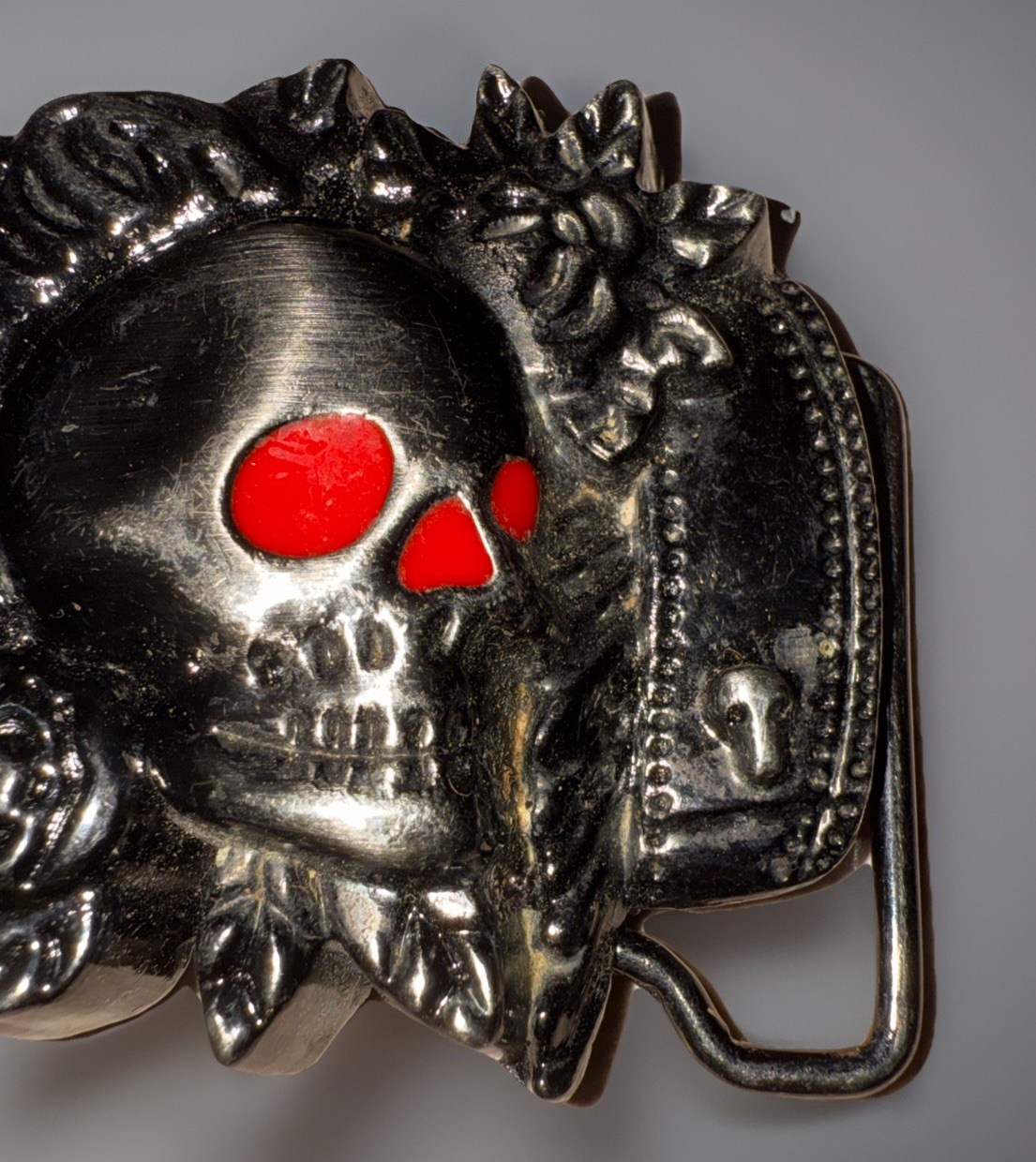 Skull and Skeletal Hand Belt Buckle