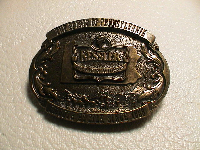 KESSLER AMERICAN PENNSYLVANIA WHISKY DISTILLERY SINCE 1888 MENS BELT BUCKLE