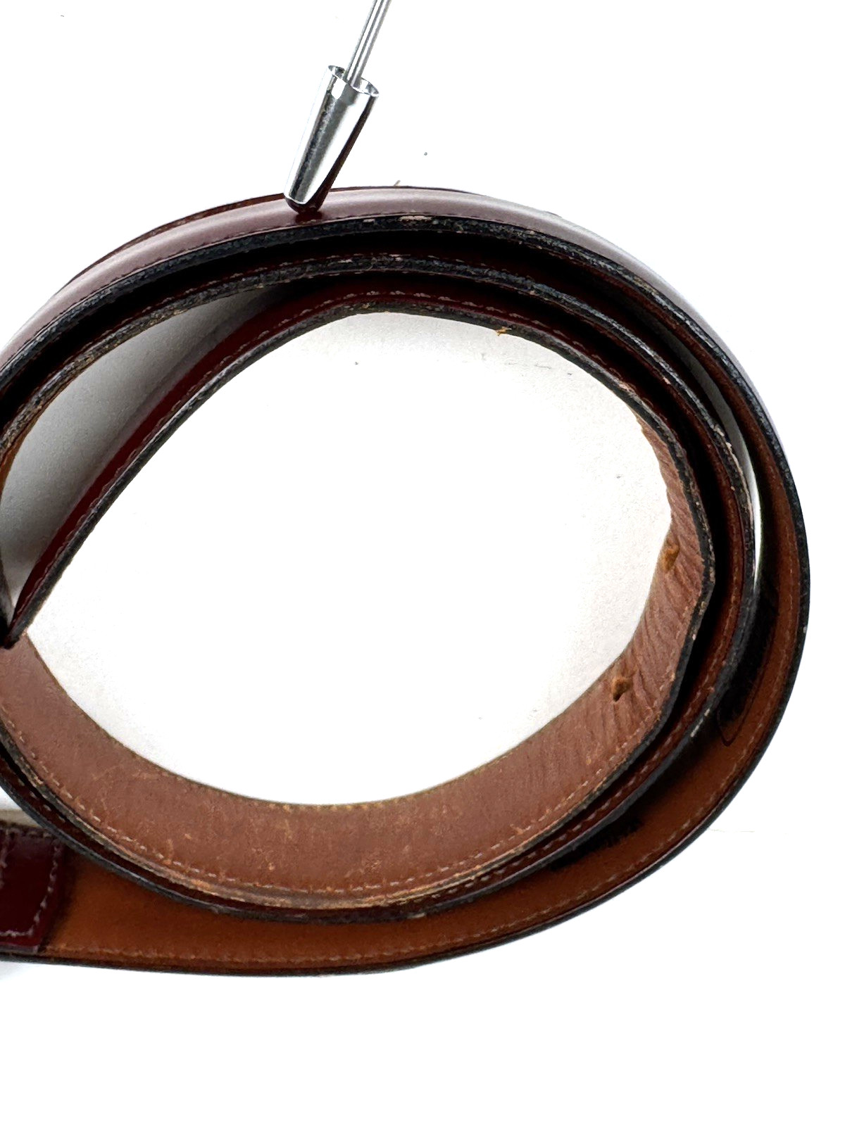 Dooney & Bourke Belt Mens Size 36 Dark Brown Calf Leather Brass Buckle 9121
