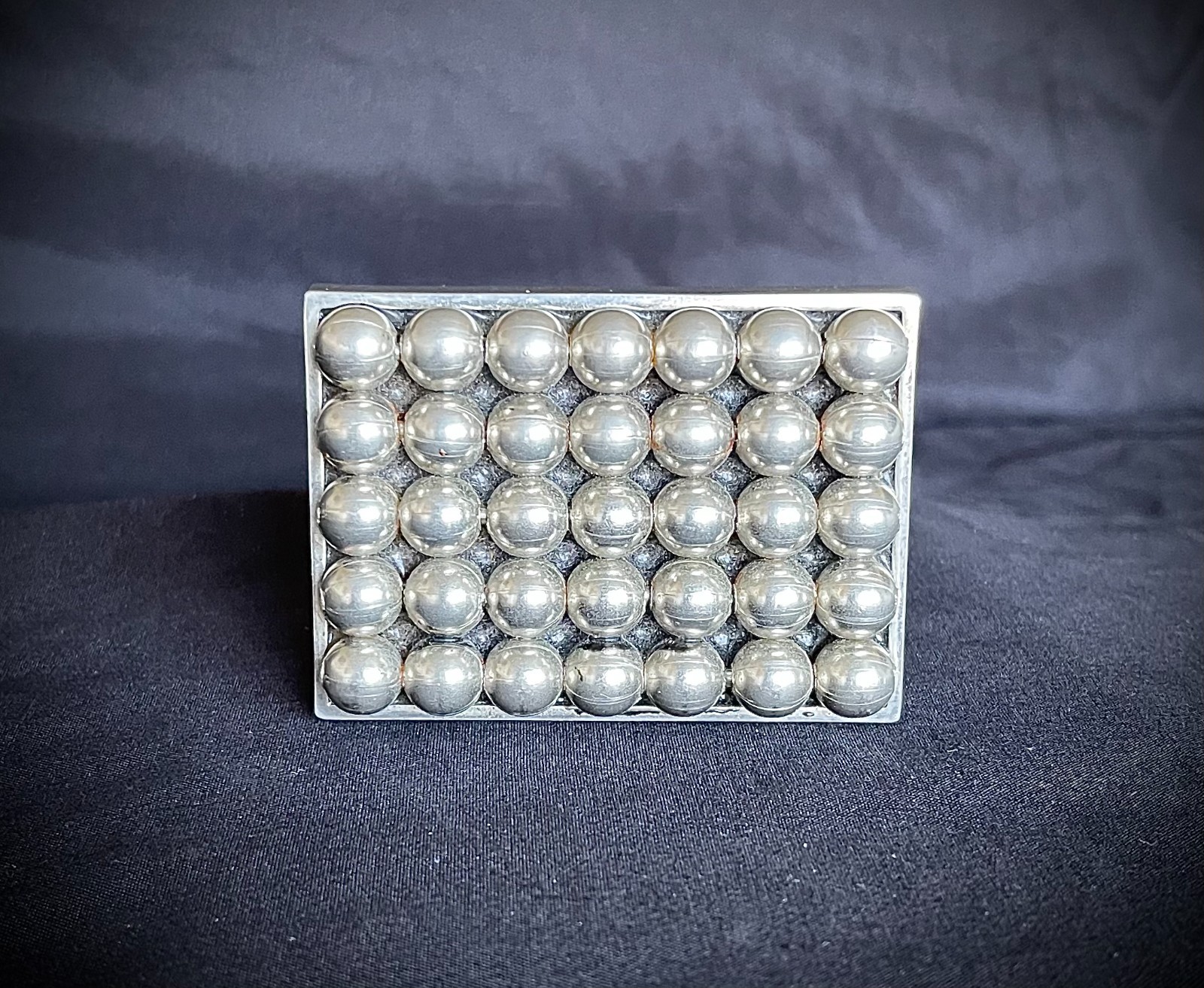 Belt Buckle Industrial Minimalist Sphere Grid Silver 2.75” OOAK Darren McNeese