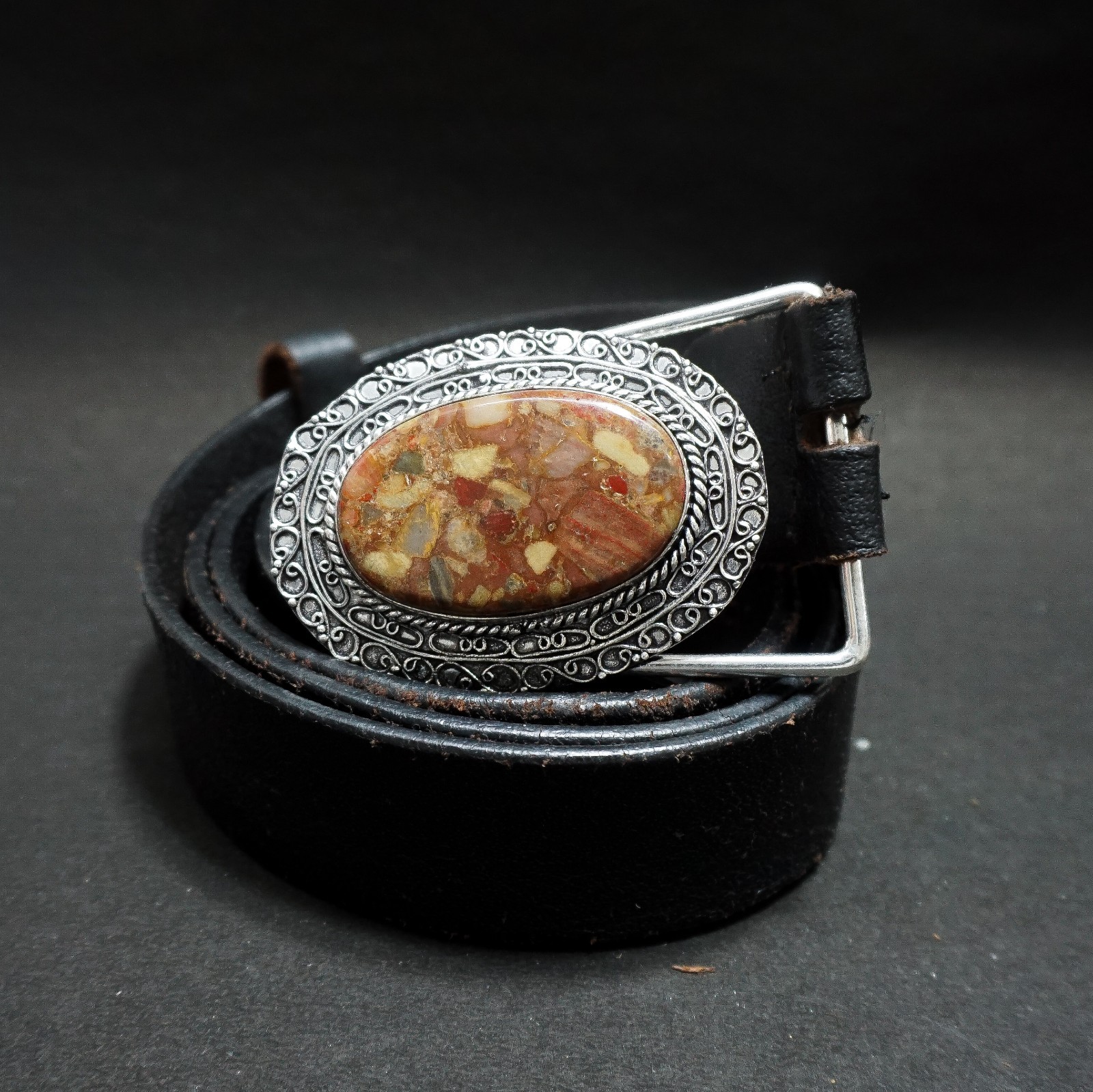 Belt Buckle For Men Handcrafted Coffee Jasper Cowboy Accessories For Men