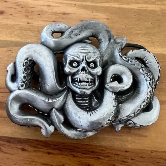Zinc alloy Skull Tentacles Octopus Creature Unisex Belt Buckle.