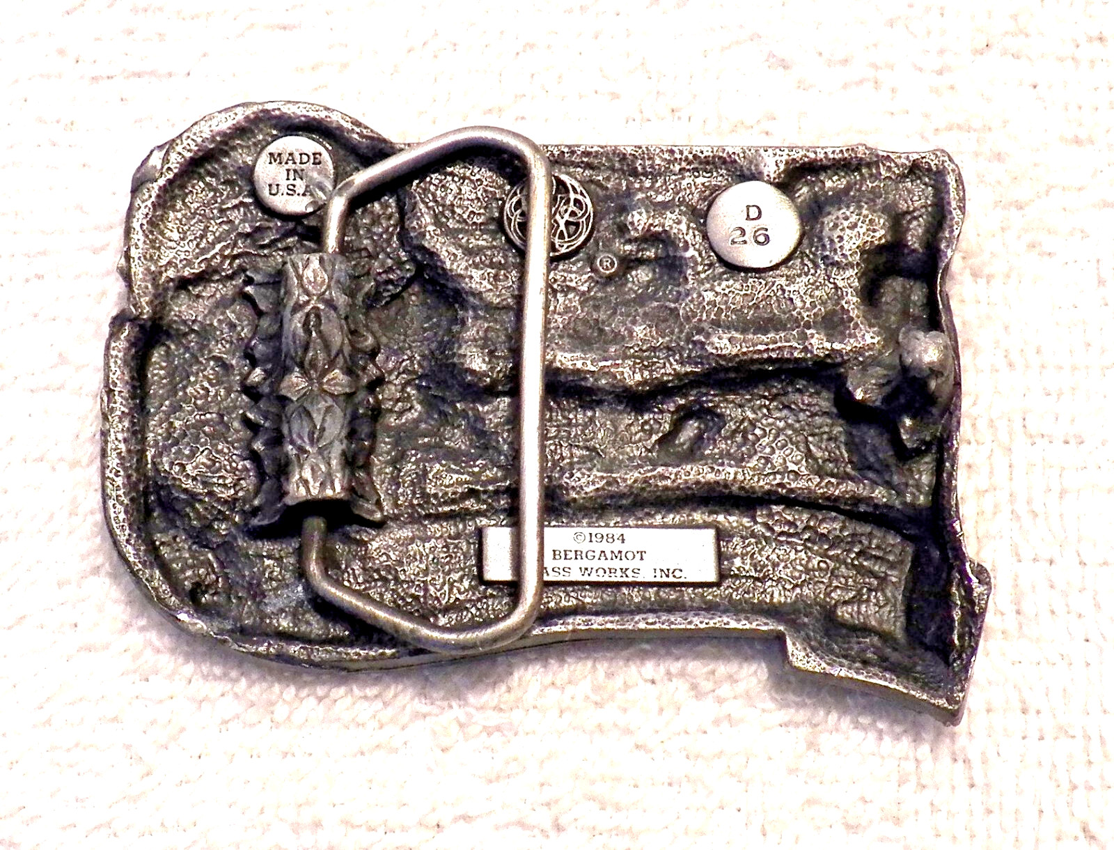 VINTAGE BELT BUCKLE MISSOURI « THE GREAT ESCAPE » 1984 BERGAMOT BRASS WORKS BB12
