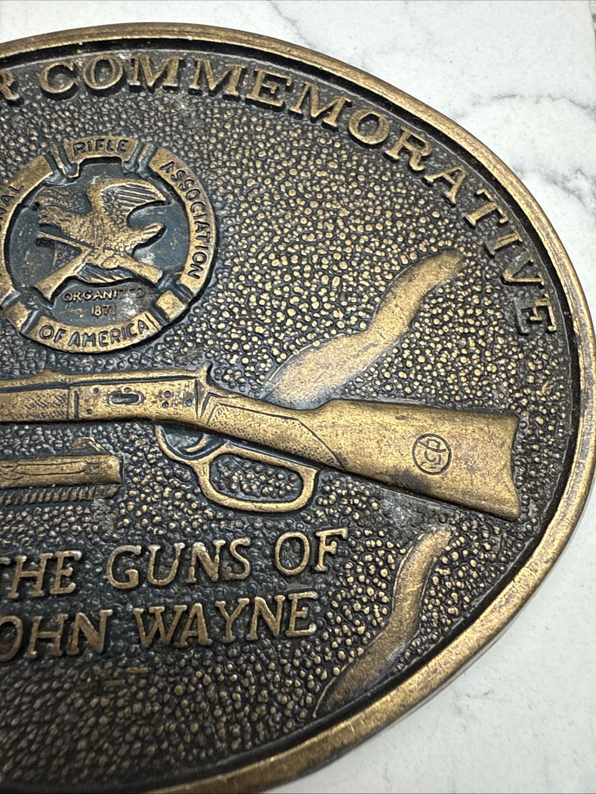 NRA Member Commemorative Brass Belt Buckle, “The Guns Of John Wayne.”