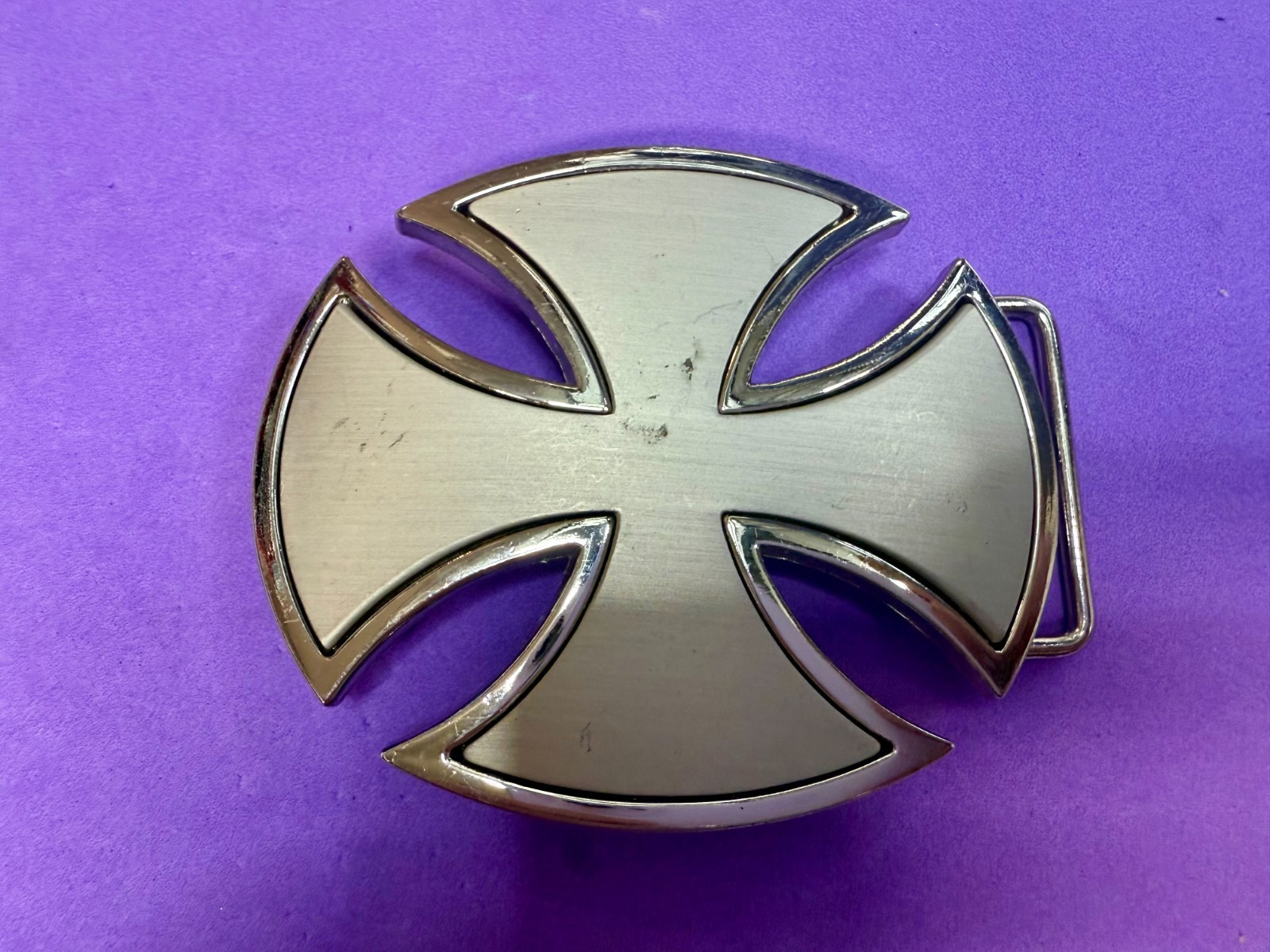 Maltese Celtic Iron Cross Gothic Punk Biker Silver Color Cutout Belt Buckle