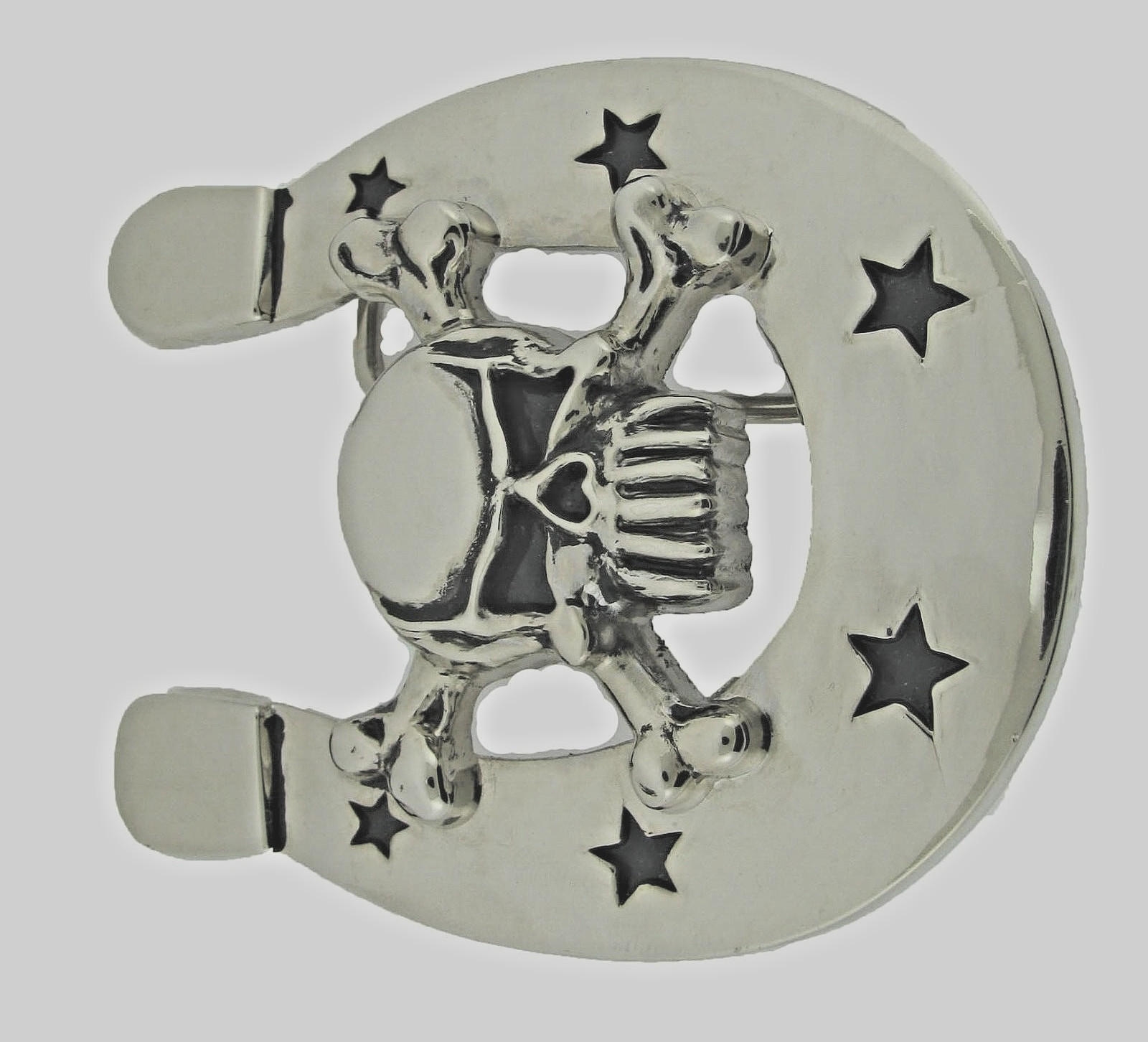 Skull Crossbone Belt Buckles Horseshoes Silver Metal Emblem Vintage Pirate Men